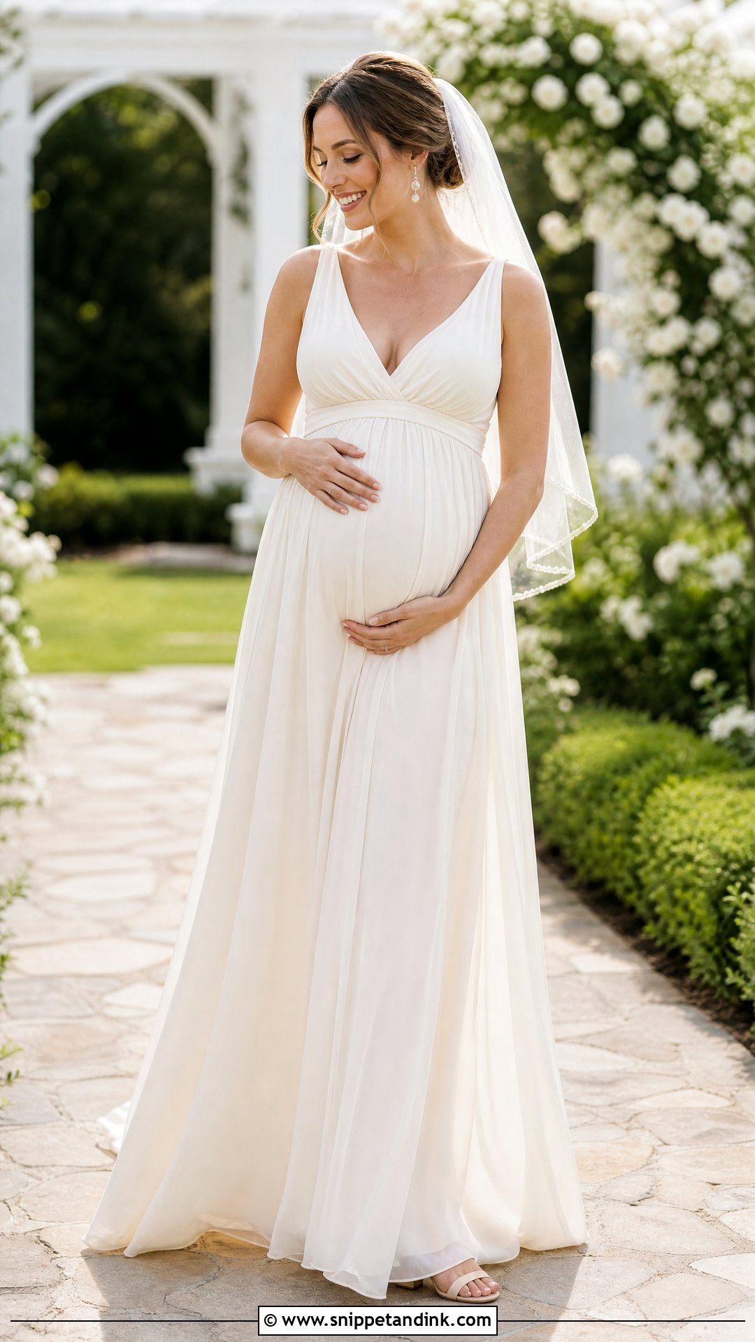 Empire Waist Maternity Wedding Gown - Snippet and Ink - 25 Maternity Wedding Gown Ideas