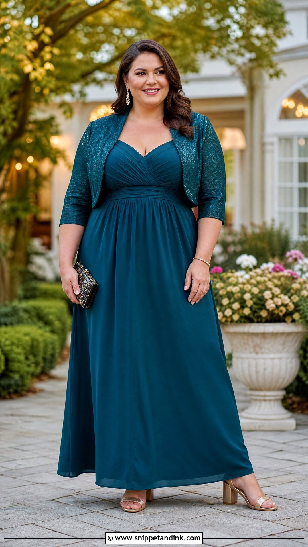 Empire Waist Maxi Dress for a Plus Size Fall Wedding Guest - Snippet and Ink - 20 What to Wear to a Fall Wedding Ideas