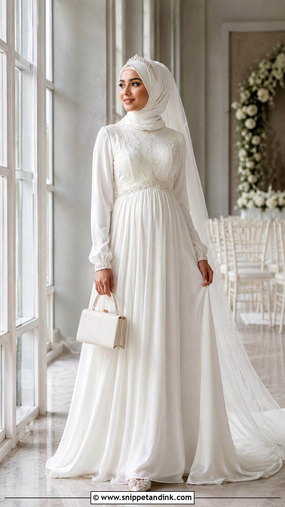Empire Waist Muslimah Wedding Dress - Snippet and Ink - 20 Simple Muslimah Wedding Dress Ideas