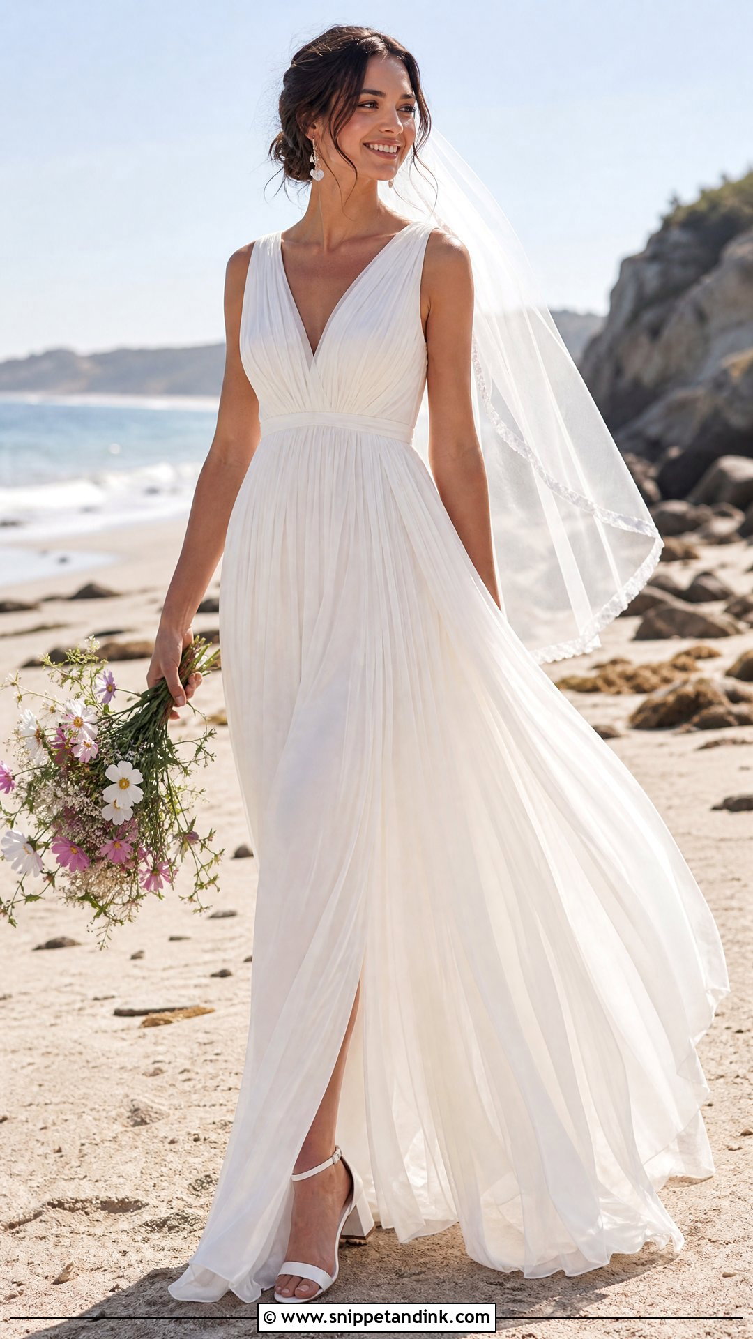 Empire Waist Pleated Chiffon Wedding Gown - Snippet and Ink - 20 Pleated Wedding Gown Ideas