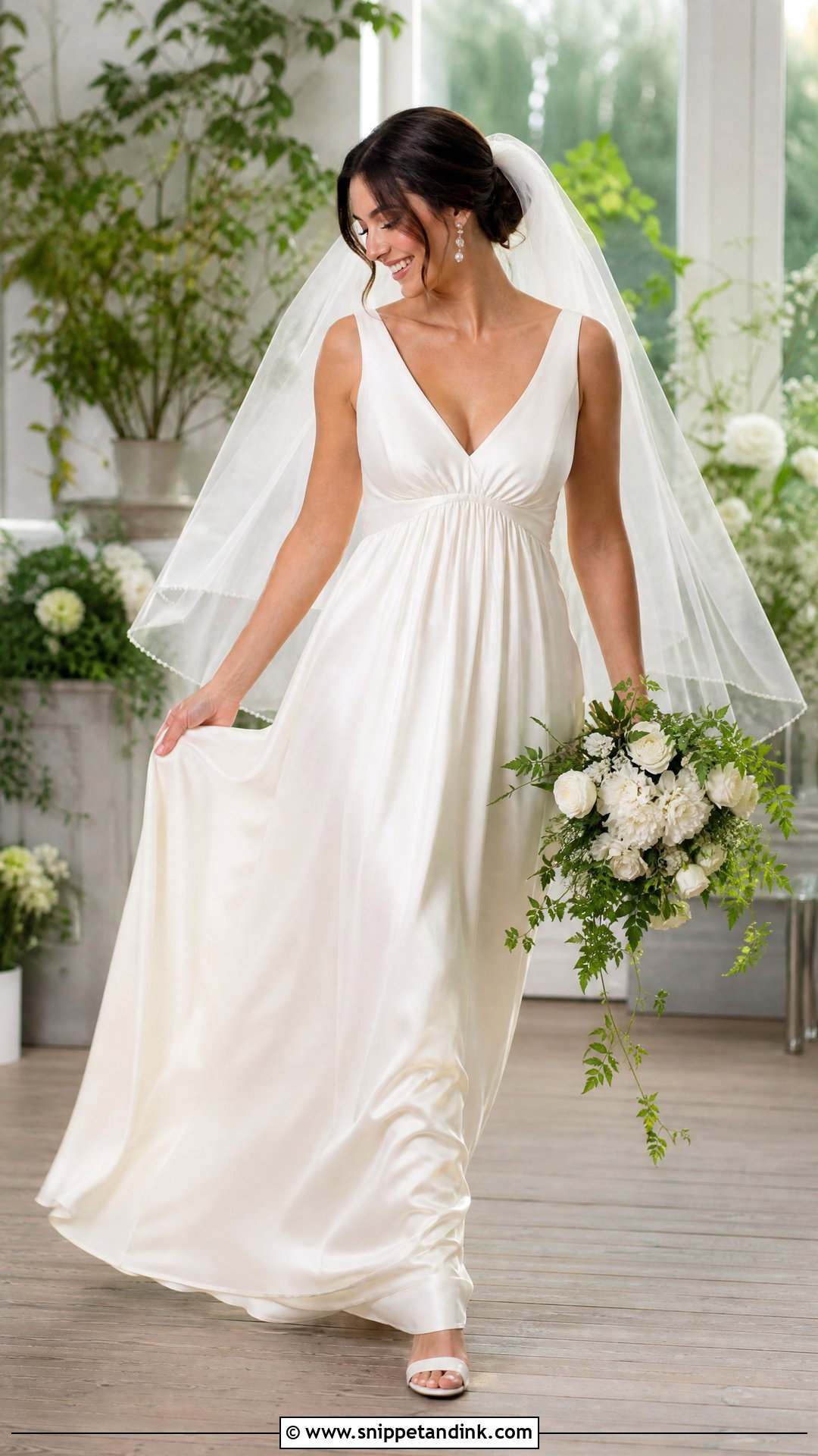 Empire Waist Satin Bridal Dress - Snippet and Ink - 20 Satin Bridal Dress Ideas