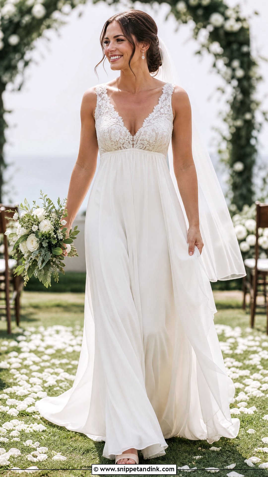 Empire Waist Silk And Lace Wedding Dress - Snippet and Ink - 25 Silk and Lace Wedding Dress Ideas