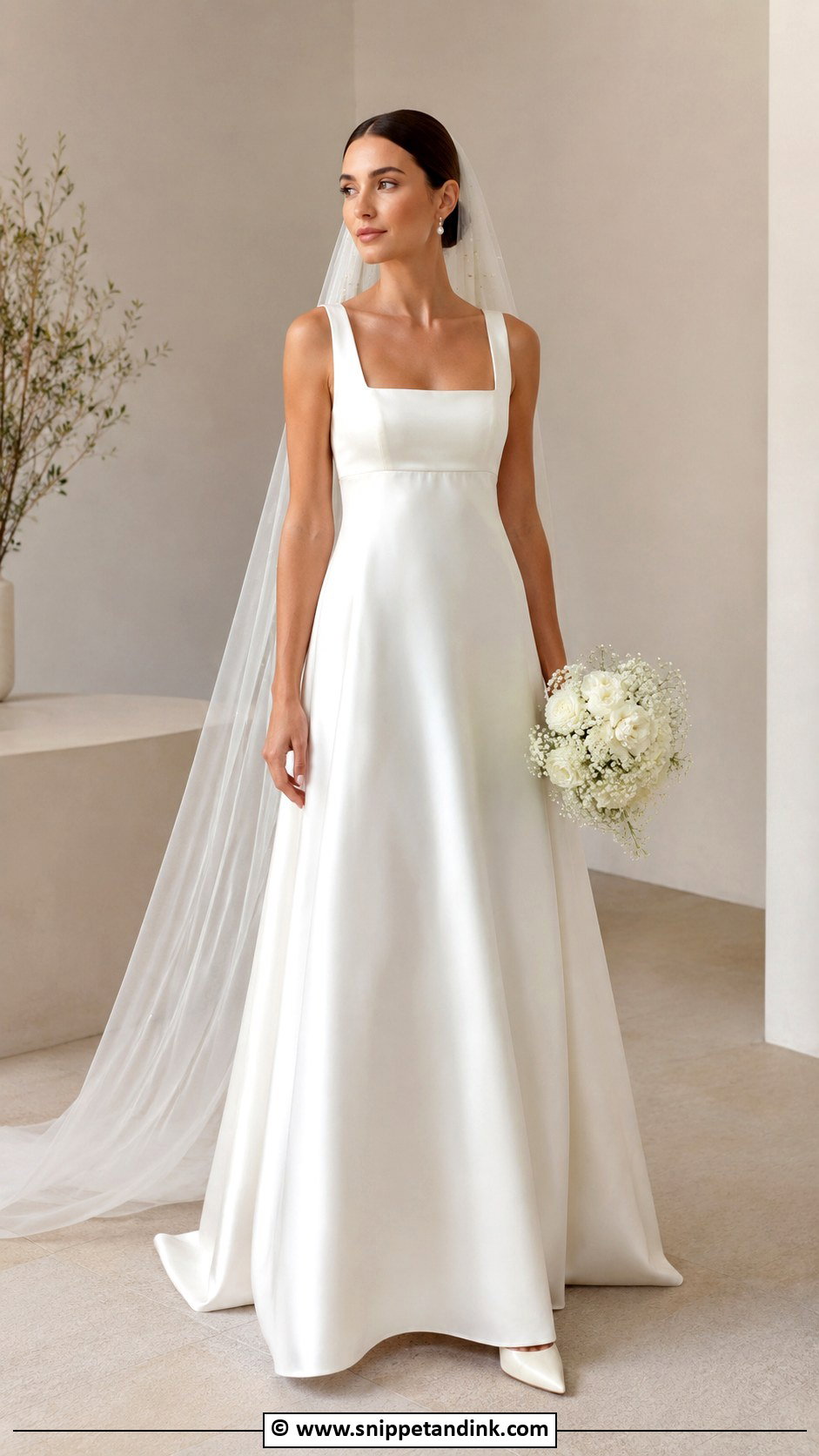 Empire Waist Square Neck Wedding Dress - Snippet and Ink - 25 Empire Wedding Dress Ideas
