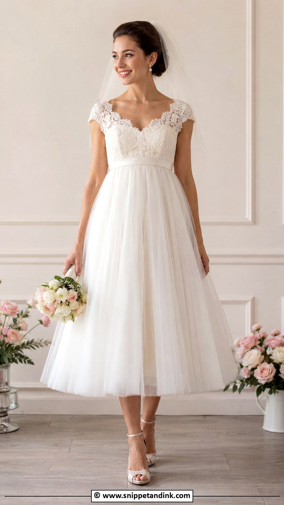 Empire Waist Tea Length Wedding Dress - Snippet and Ink - 25 Empire Wedding Dress Ideas