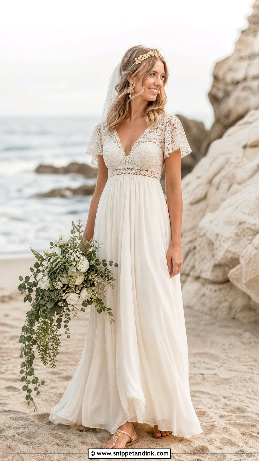 Empire Waist Vintage Bohemian Lace Wedding Dress - Snippet and Ink - 20 Vintage Bohemian Lace Wedding Dress Ideas