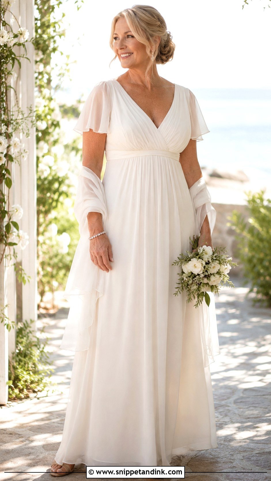 Empire Waist Wedding Dress For Women Over 50 - Snippet and Ink - 25 Over 50 Wedding Dress Ideas