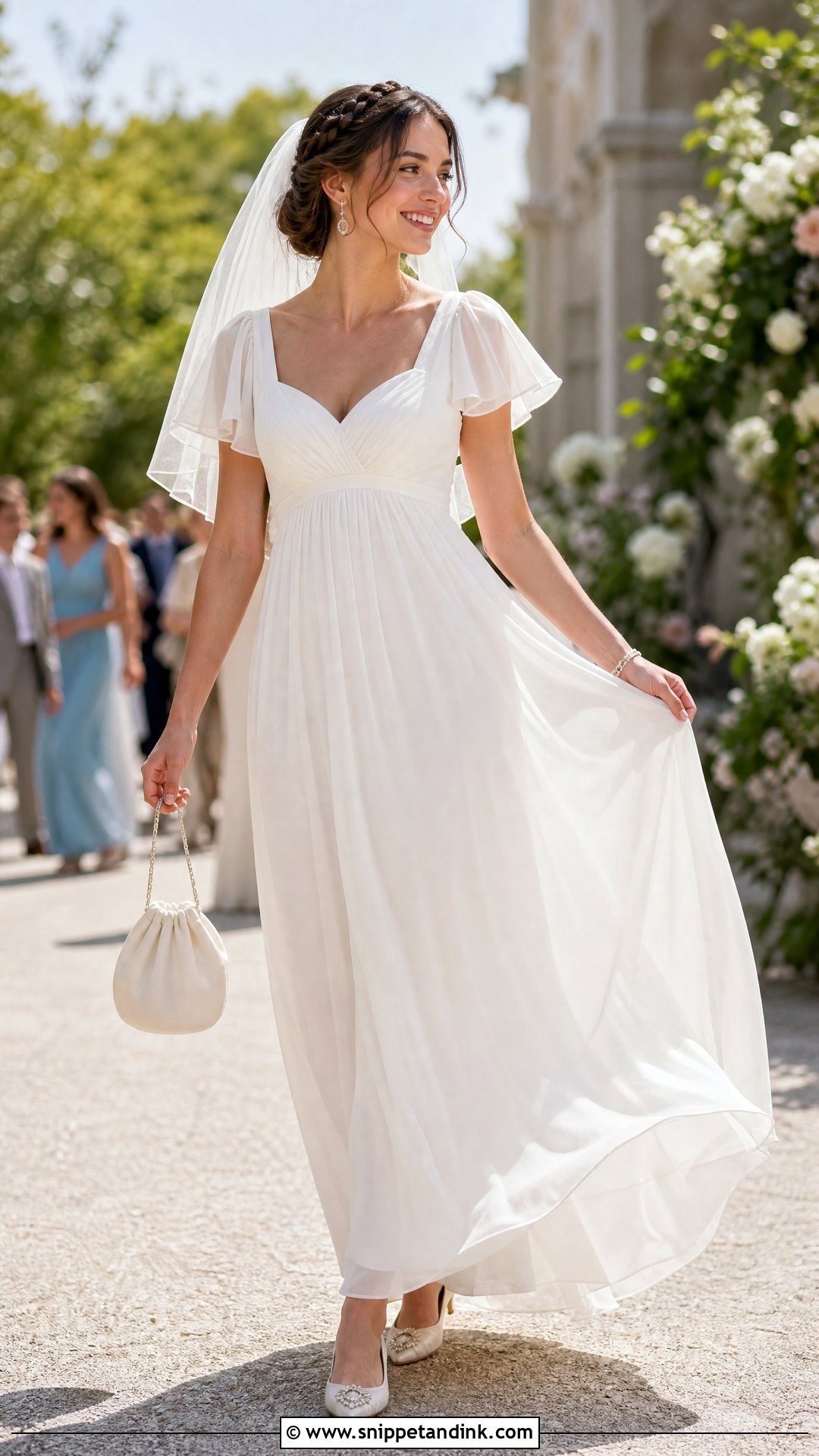 Empire Waist Wedding Dress With Ballet Flats - Snippet and Ink - 20 Online Wedding Dress Ideas
