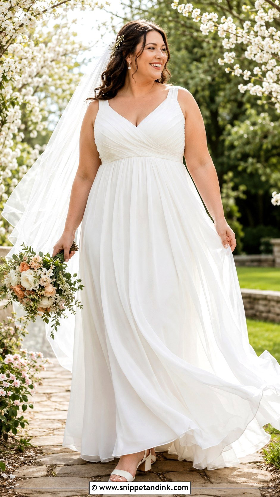 Empire Waist Wedding Dress With Chiffon Skirt - Snippet and Ink - 20 Midsize Bride Wedding Dress Ideas