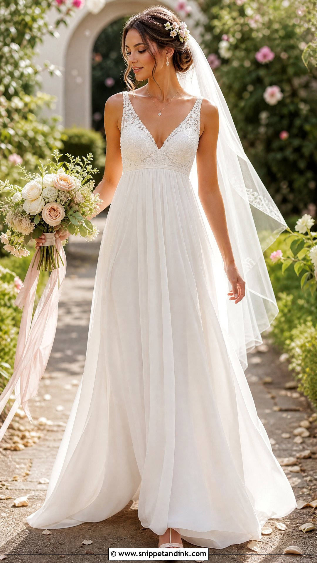 Empire Waist Wedding Dress With Chiffon Skirt - Snippet and Ink - 25 Different Wedding Dress Styles