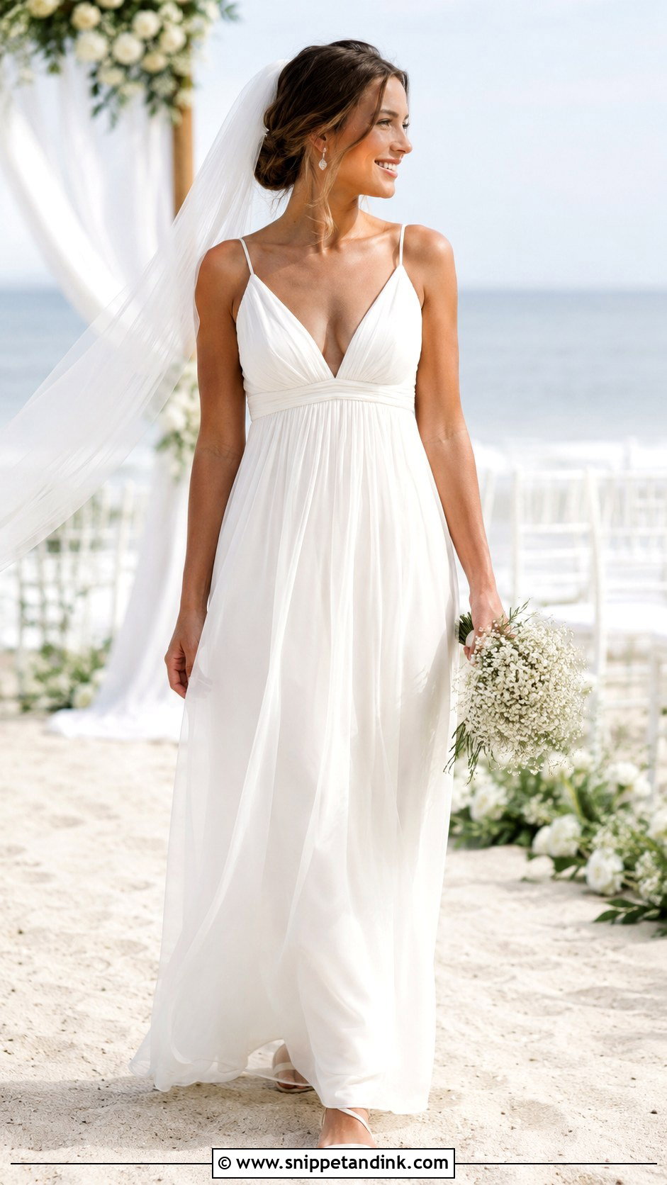 Empire Waist Wedding Dress With Flat Sandals - Snippet and Ink - 20 Very Simple Wedding Dress Ideas
