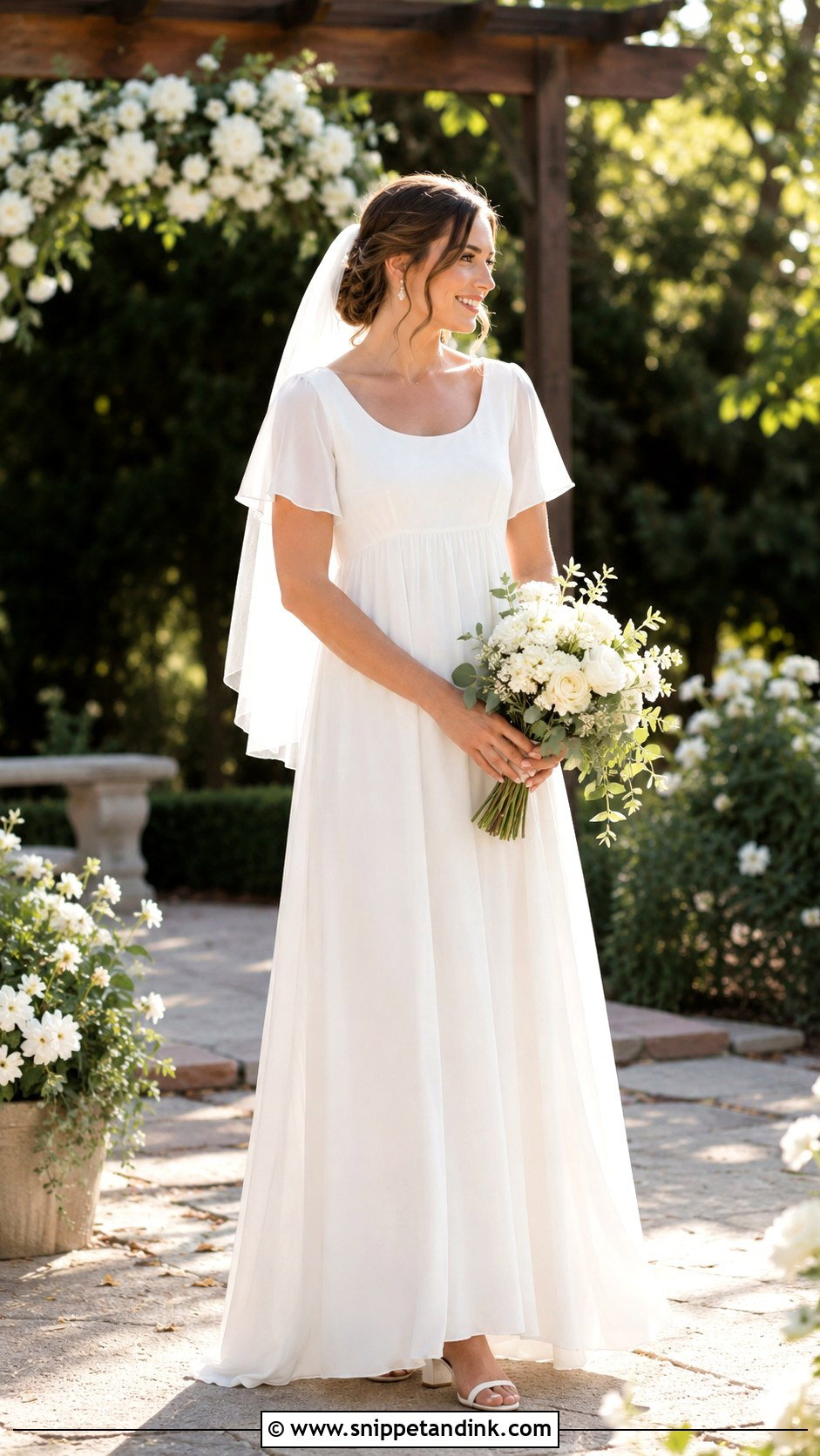 Empire Waist Wedding Dress With Flutter Sleeves - Snippet and Ink - 20 Decent Wedding Dresses