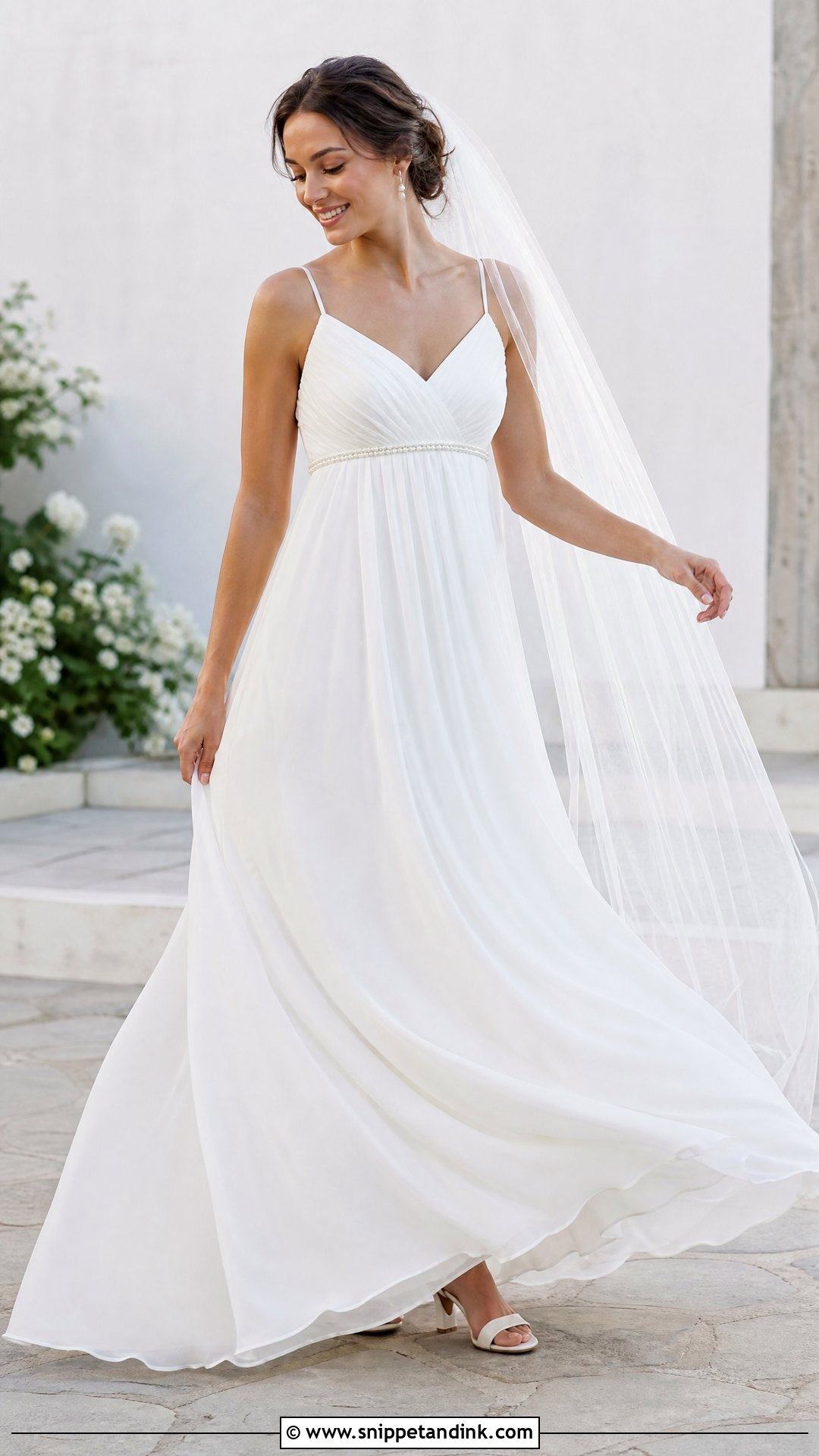 Empire Waist Wedding Dress With Pearl Band - Snippet and Ink - 20 Simple Wedding Dress with Pearls Ideas