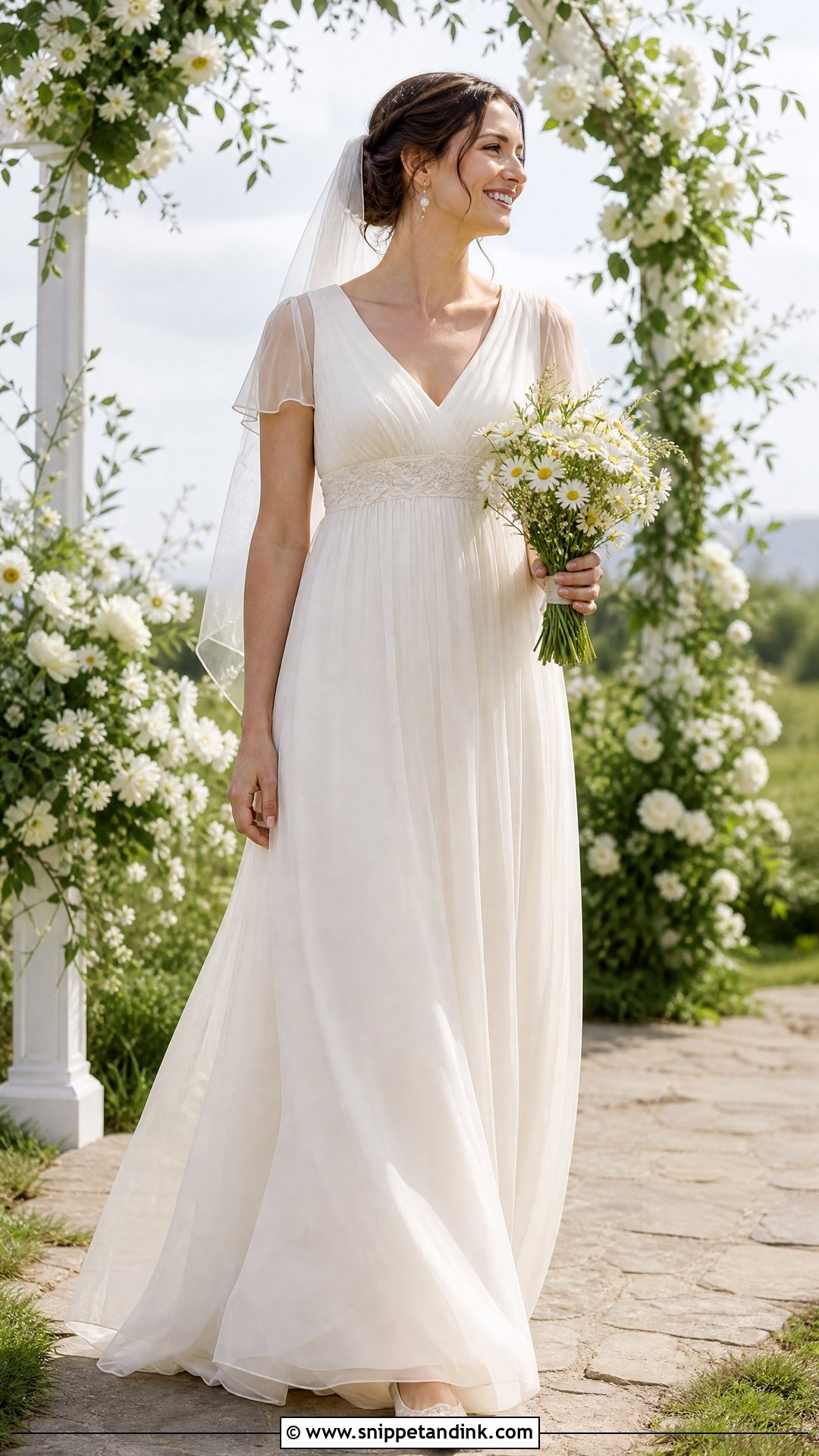 Empire Waist Wedding Dress With Short Veil - Snippet and Ink - 20 Simple Traditional Wedding Dress Ideas