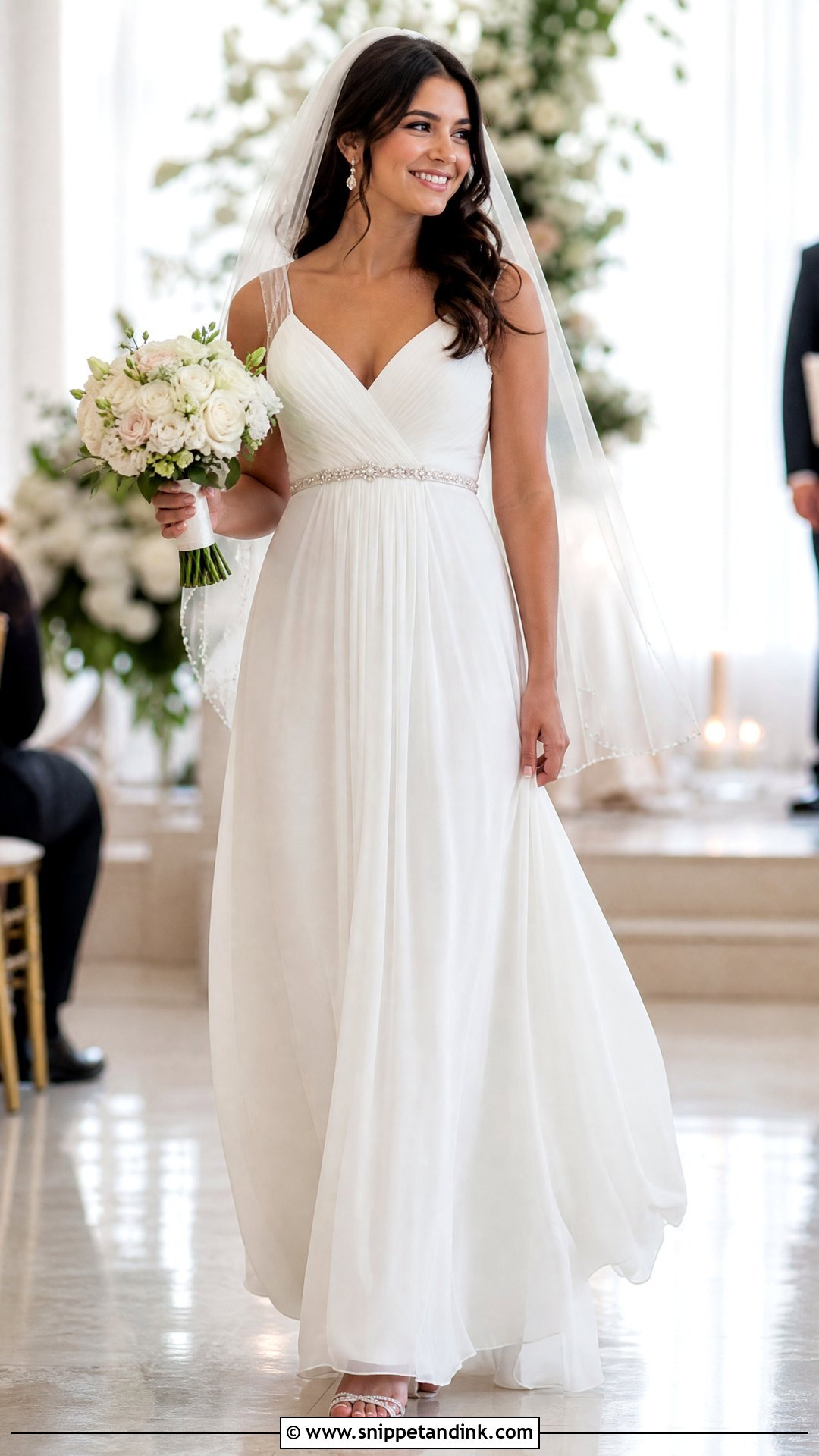 Empire Waist Wedding Dress with Delicate Belt - Snippet and Ink - 20 Wedding Dress with Belt Ideas