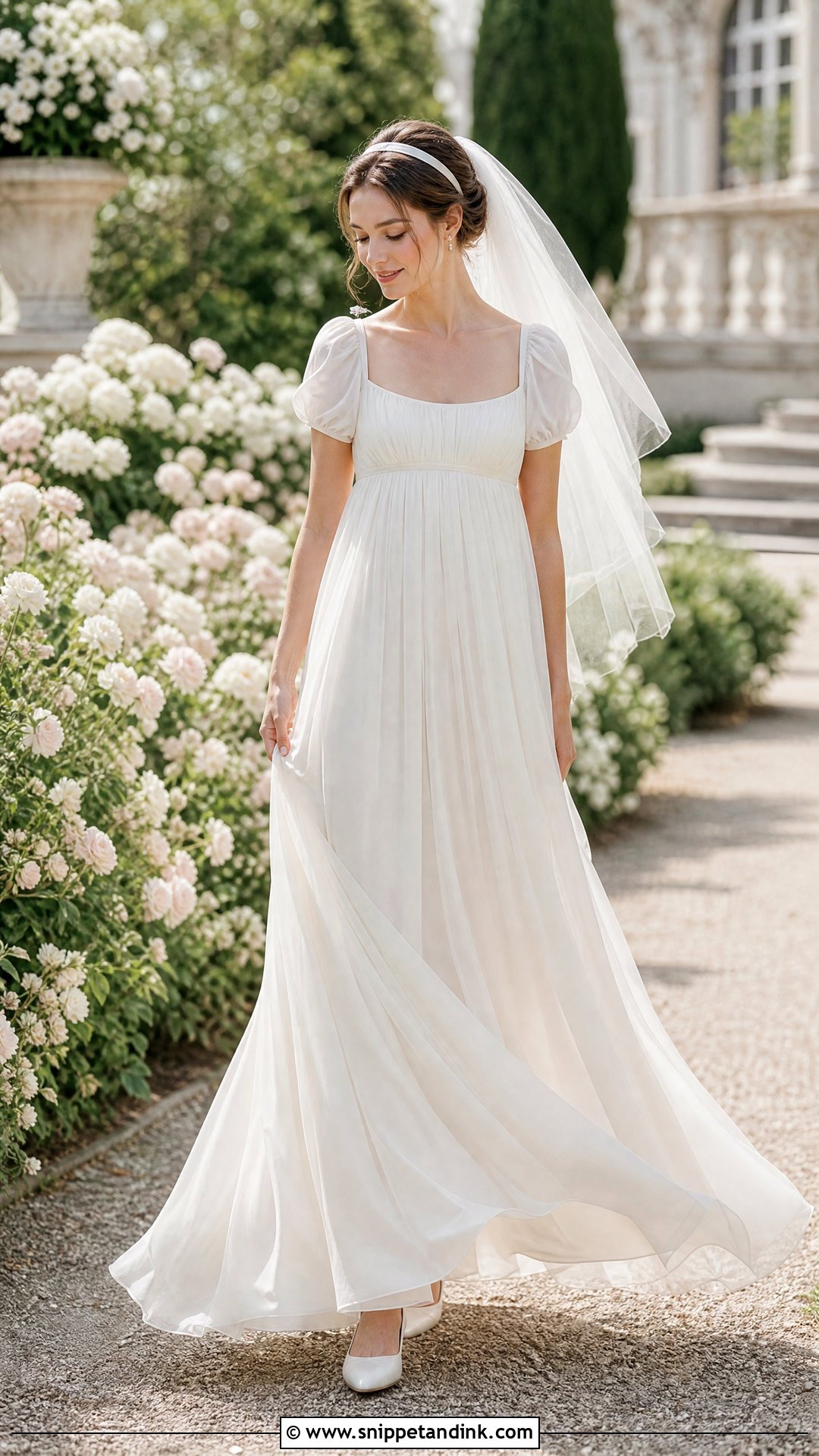 Empire Waist Wedding Dress with Puffy Sleeves - Snippet and Ink - 20 Wedding Dresses with Puffy Sleeves