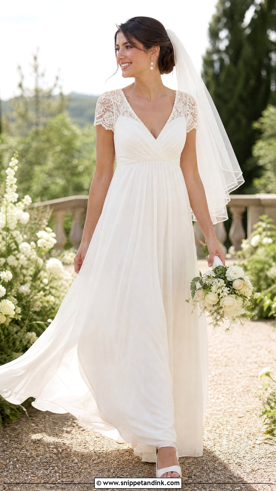 Empire Waist Wedding Gown With Flowing Skirt - Snippet and Ink - 20 Traditional Wedding Gown Ideas