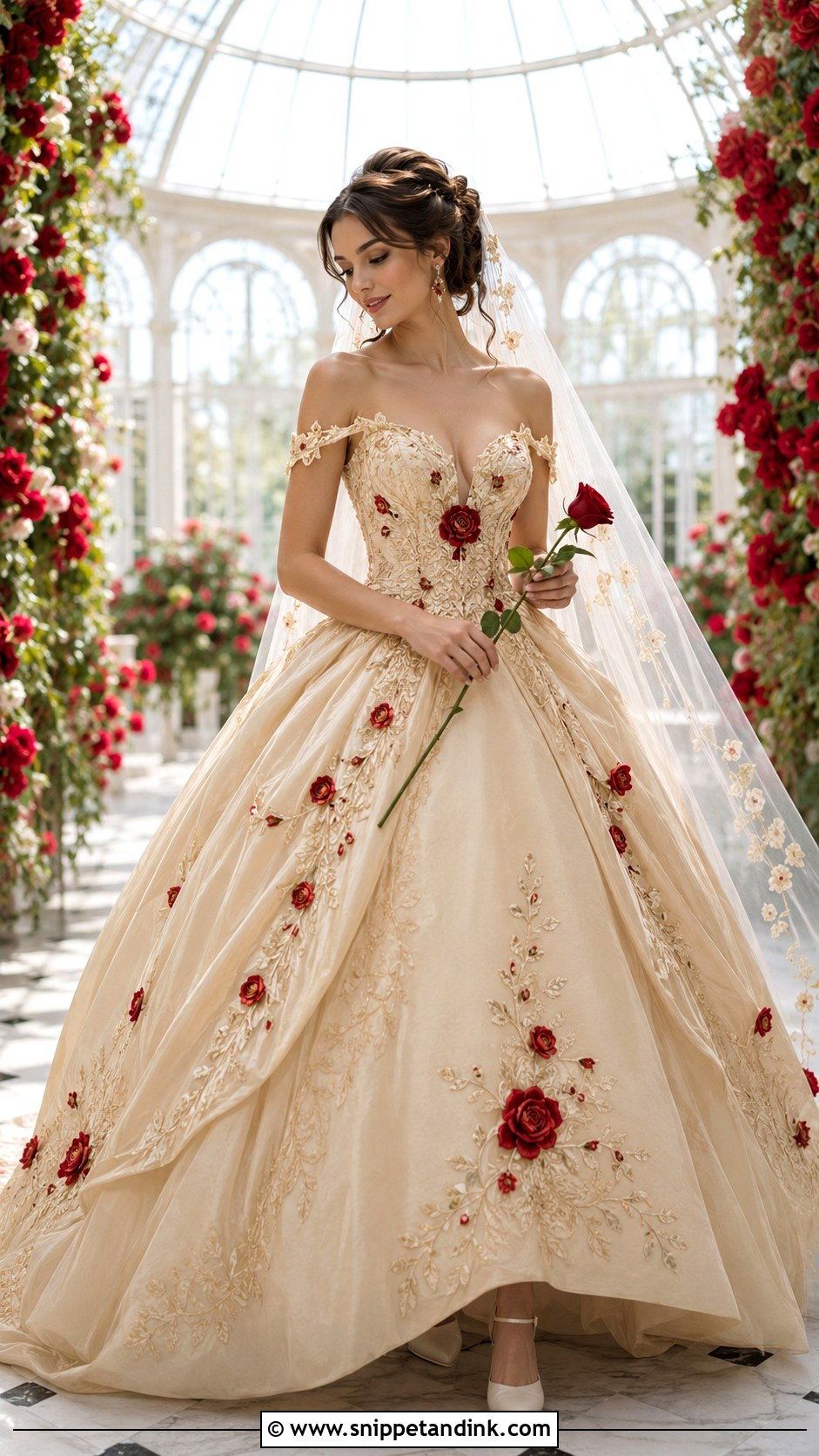 Enchanted Rose Belle Wedding Dress - Snippet and Ink - 20 Beauty and the Beast Wedding Dress Ideas