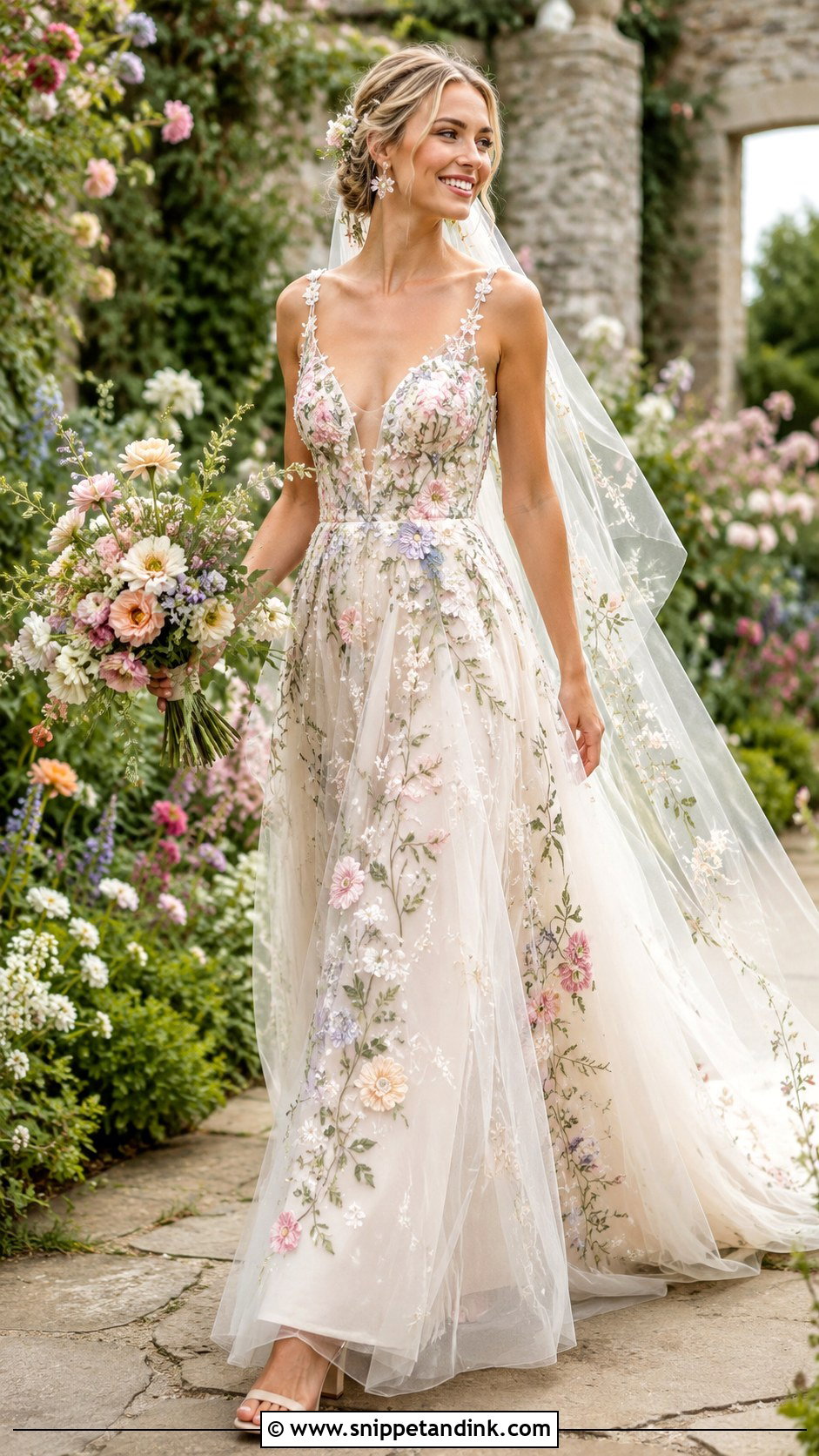English Garden Floral Wedding Dress - Snippet and Ink - 20 English Wedding Dress Ideas