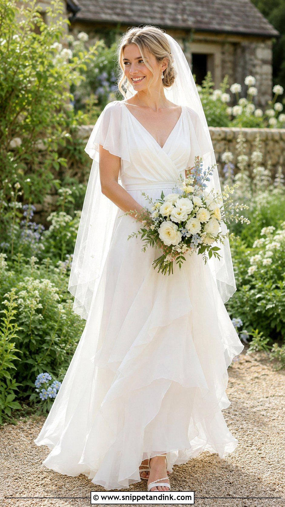 English Summer Chiffon Wedding Dress - Snippet and Ink - 20 English Wedding Dress Ideas