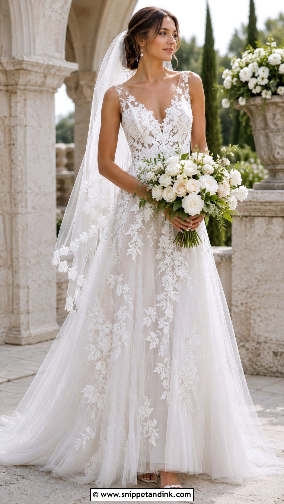 Enzoani A Line Wedding Dress With Floral Lace - Snippet and Ink - 20 Enzoani Wedding Dress Ideas