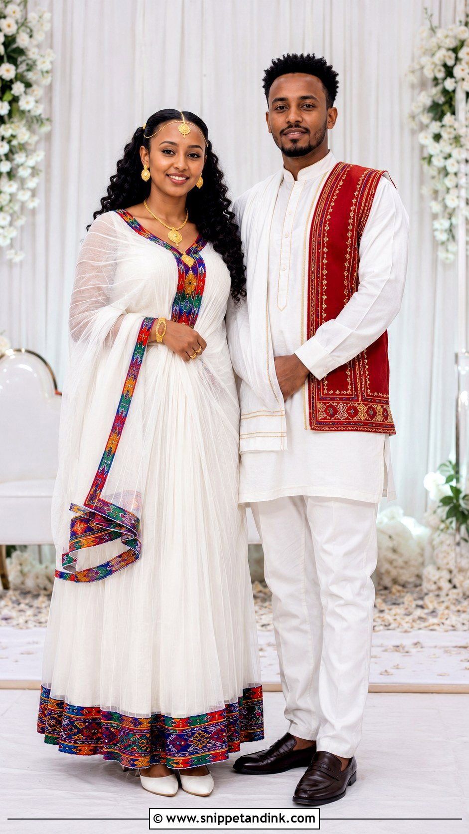 Eritrean Zuria And Kaba Couple Outfit - Snippet and Ink - 20 African Traditional Wear for Couples Ideas