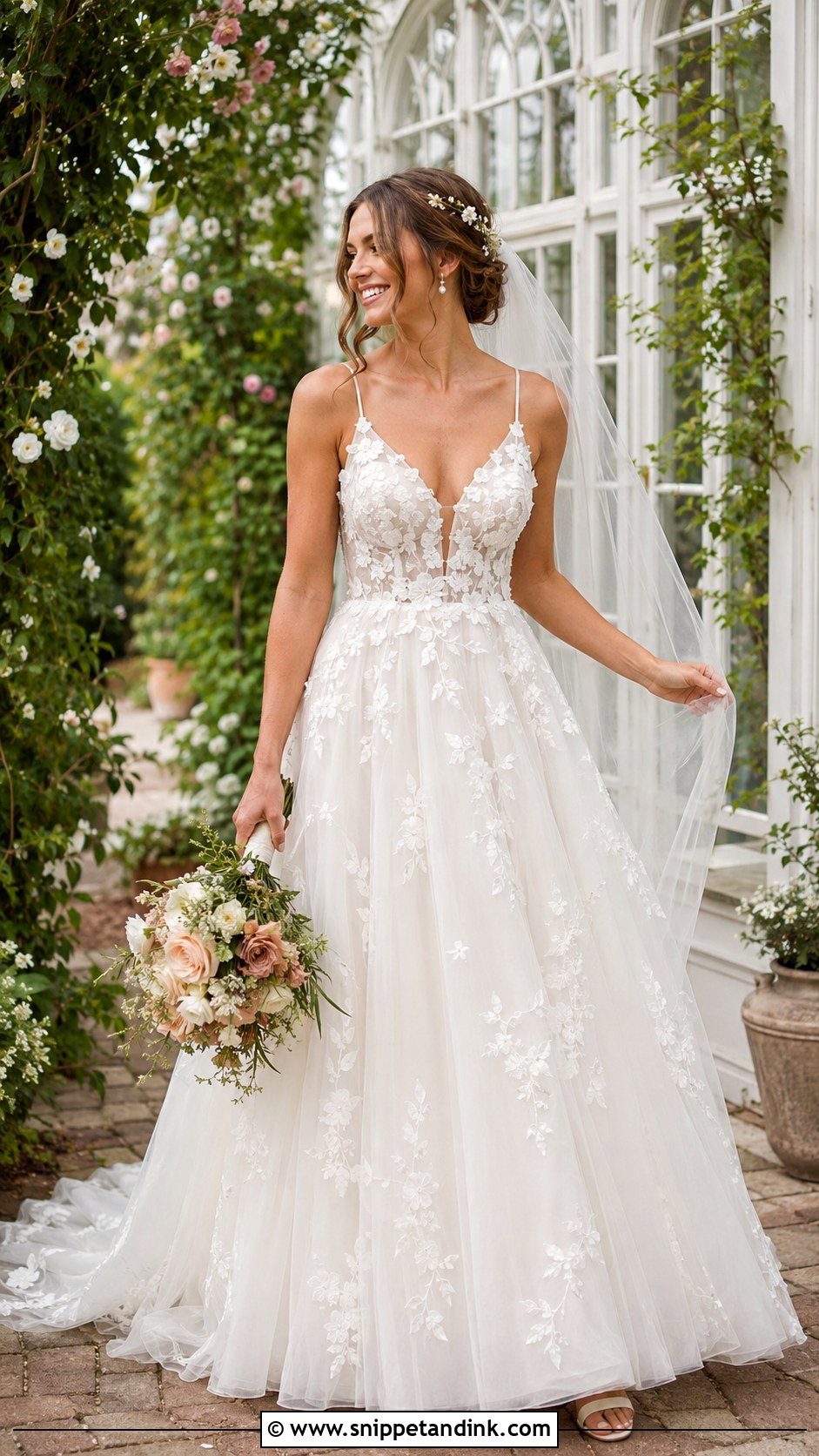 Essense Of Australia Floral Tulle A Line Wedding Dress - Snippet and Ink - 20 Essense of Australia Wedding Dress Ideas