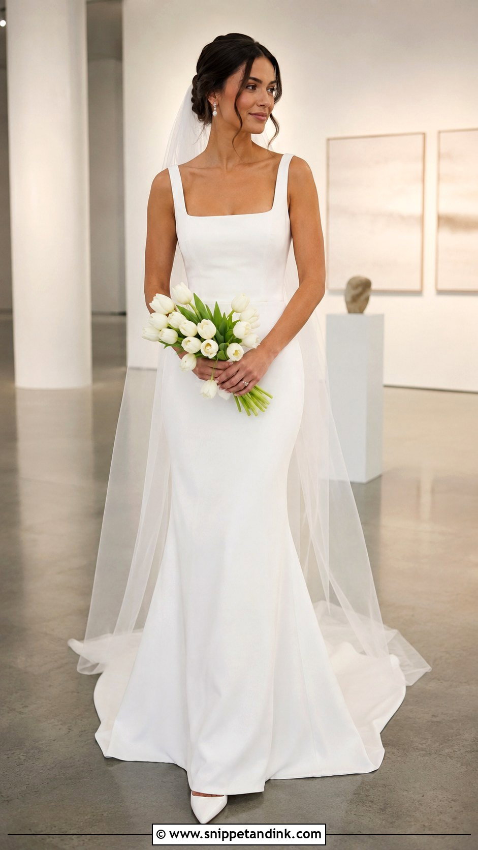 Essense Of Australia Square Neck Crepe Wedding Dress - Snippet and Ink - 20 Essense of Australia Wedding Dress Ideas
