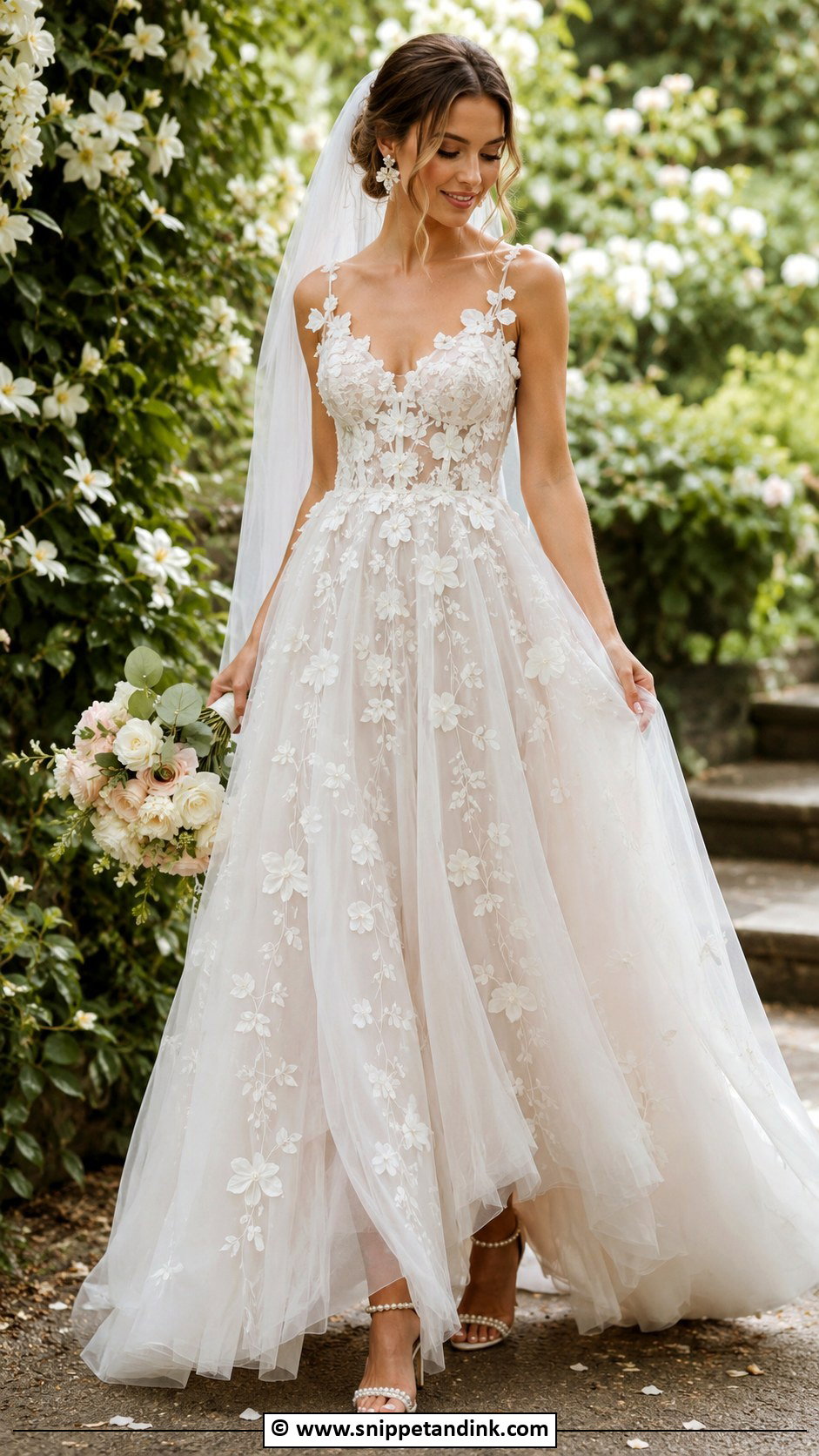 Ethereal Floral Applique Wedding Dress - Snippet and Ink - 30 Ethereal Wedding Dresses