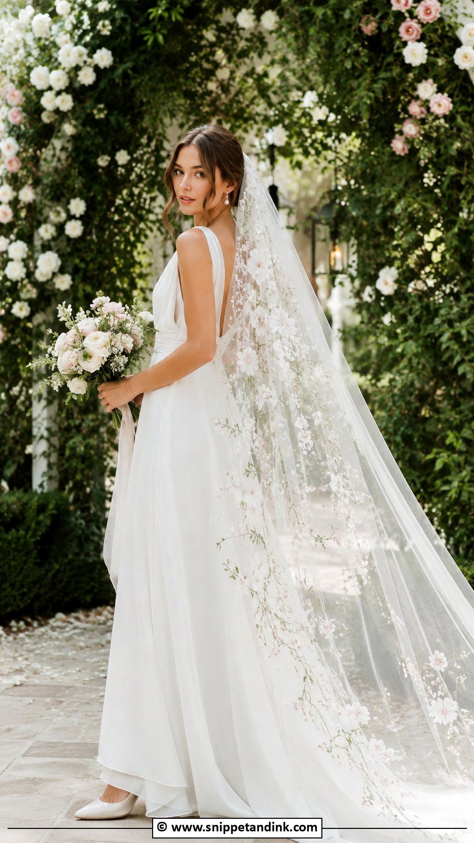 Ethereal Floral Veil Wedding Dress - Snippet and Ink - 30 Ethereal Wedding Dresses