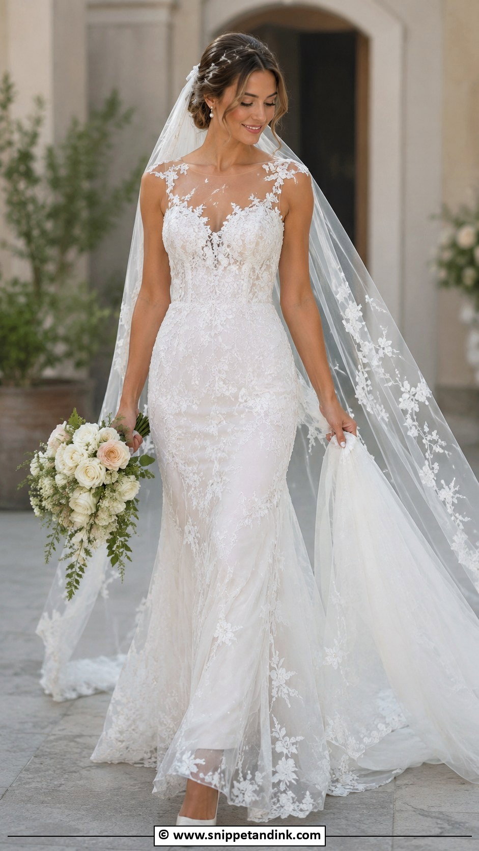 Ethereal Illusion Neckline Wedding Dress - Snippet and Ink - 30 Ethereal Wedding Dresses