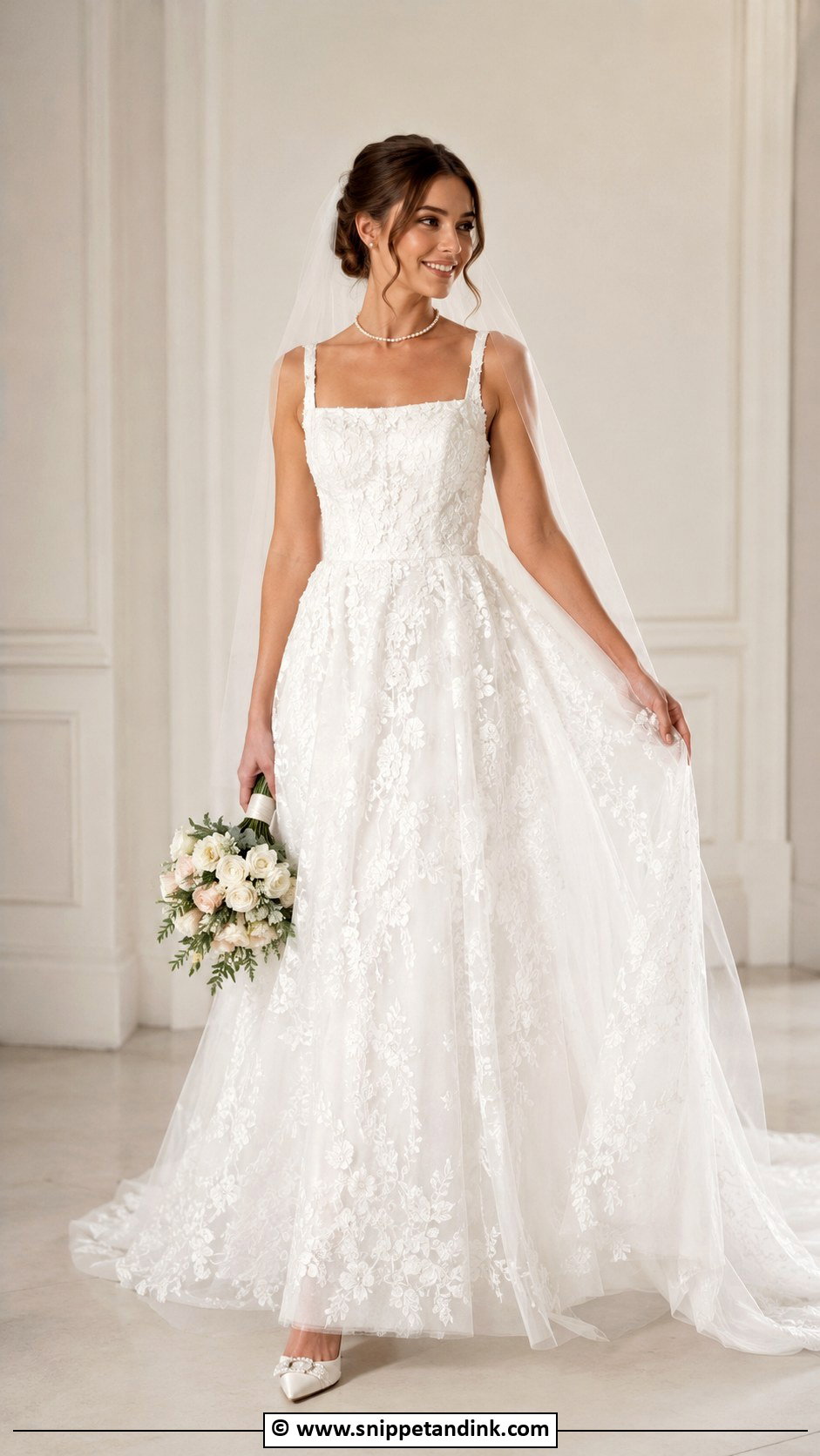 Ethereal Square Neck Wedding Dress - Snippet and Ink - 30 Ethereal Wedding Dresses