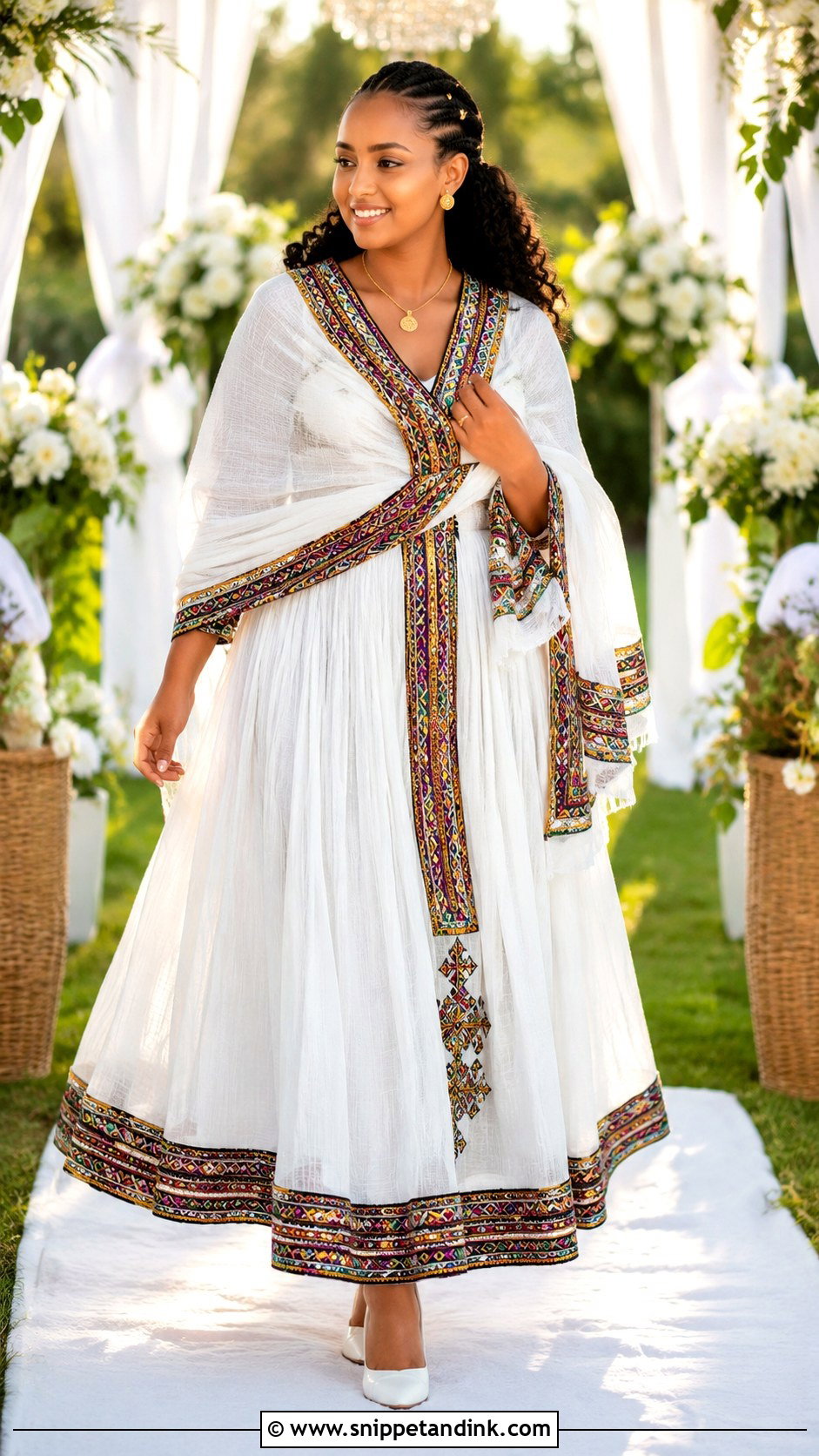 Ethiopian Habesha Kemis Wedding Outfit - Snippet and Ink - 20 Traditional African Wedding Outfits