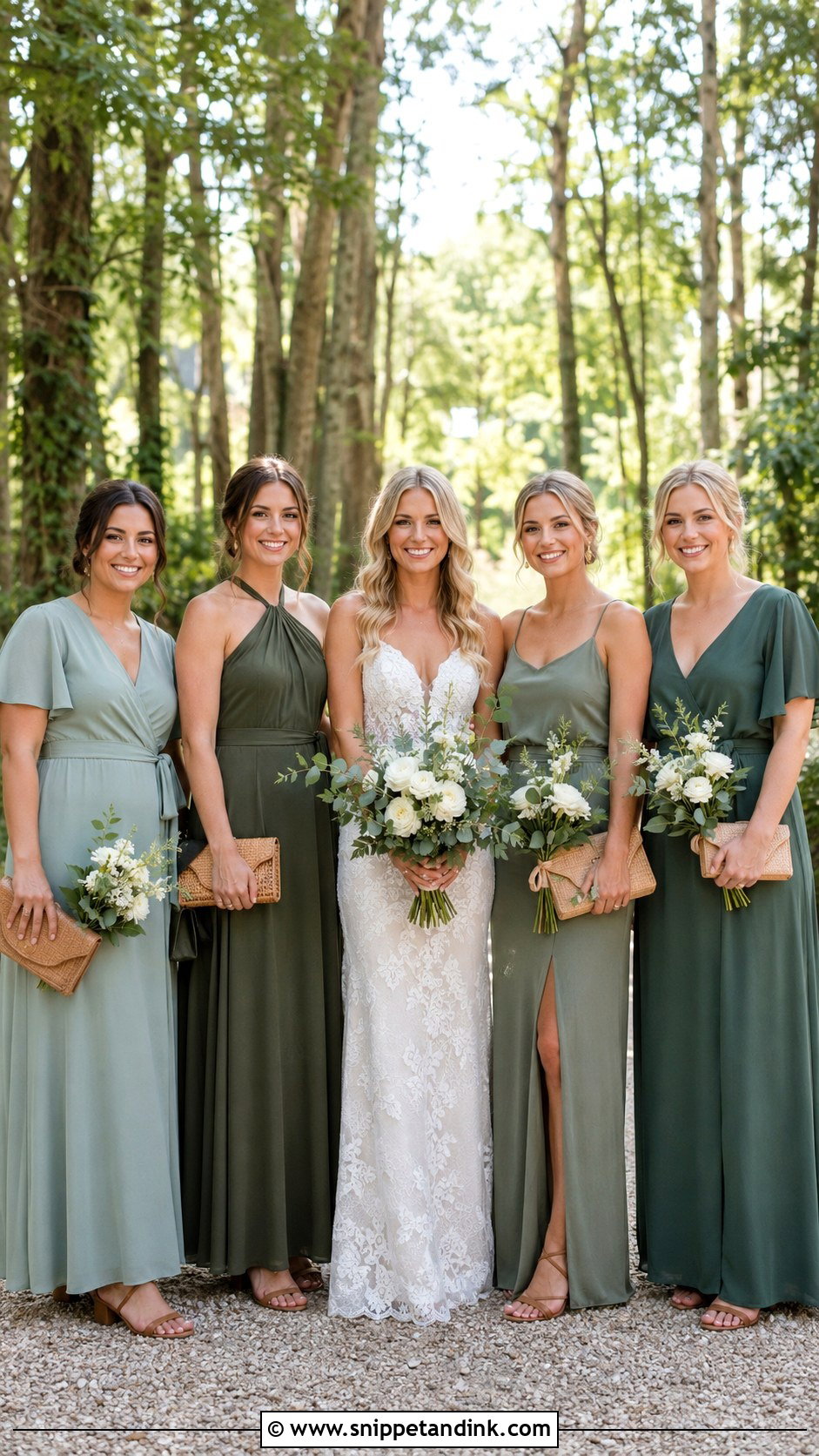 Eucalyptus And Olive Bridal Party Dresses - Snippet and Ink - 20 Bridal Party Dresses Color Schemes