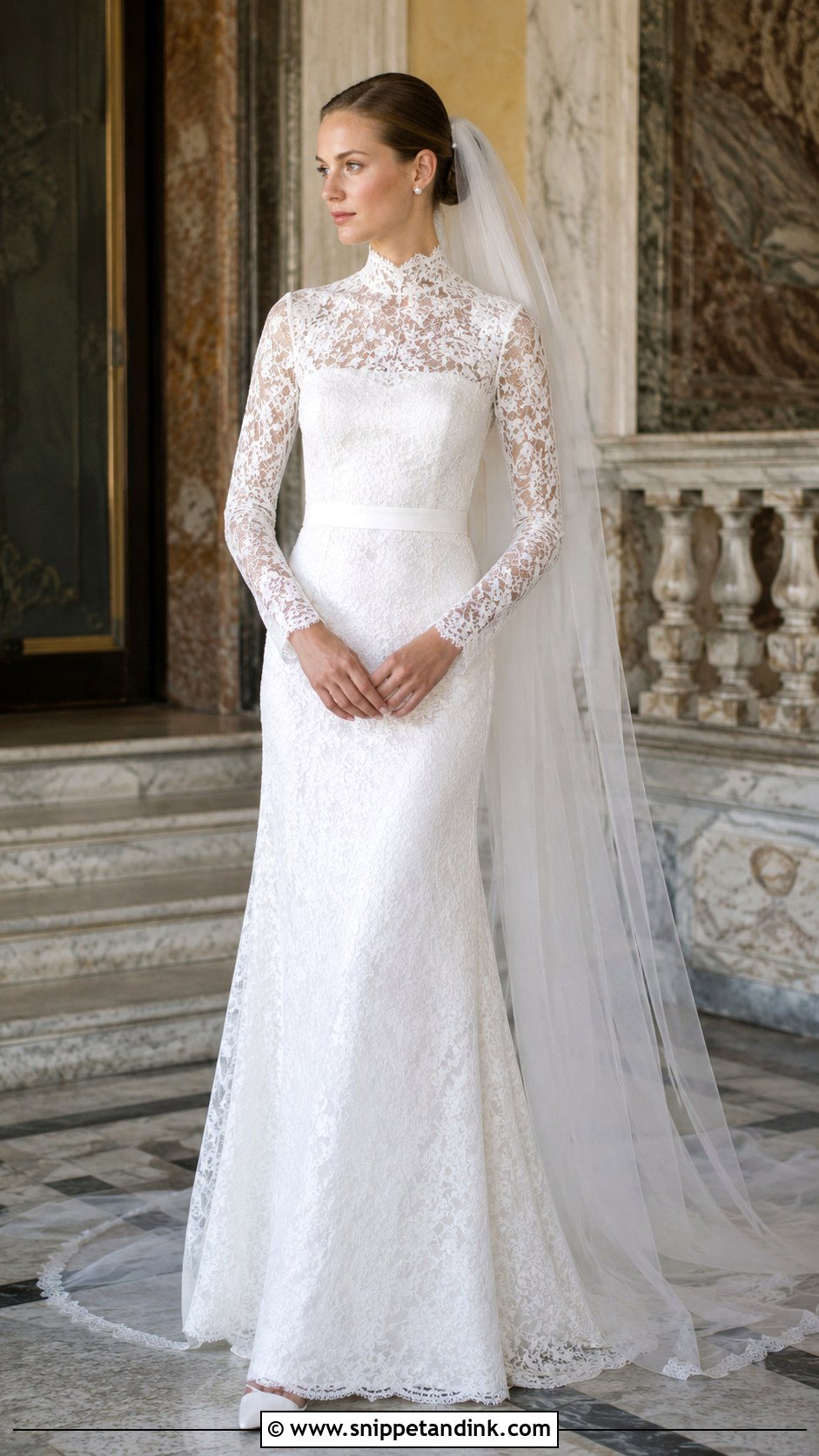 European High Neck Wedding Dress - Snippet and Ink - 25 European Wedding Dresses