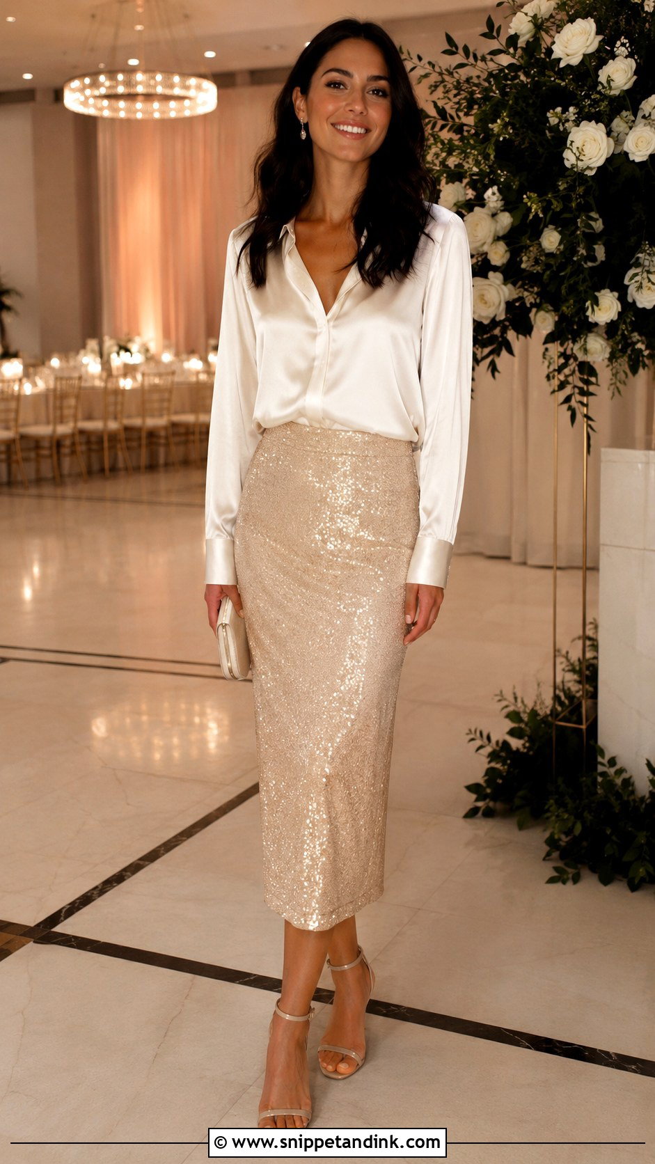 Evening Wedding Sequin Skirt Outfit - Snippet and Ink - 30 Wedding Fits Ideas