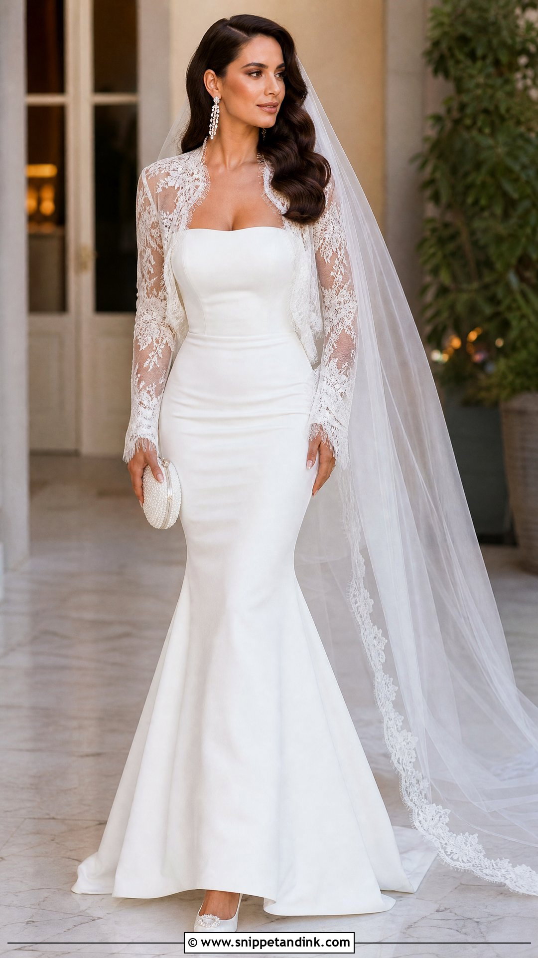 Eyelash Lace Bolero With Mermaid Wedding Dress - Snippet and Ink - 25 Lace Bolero Wedding Ideas