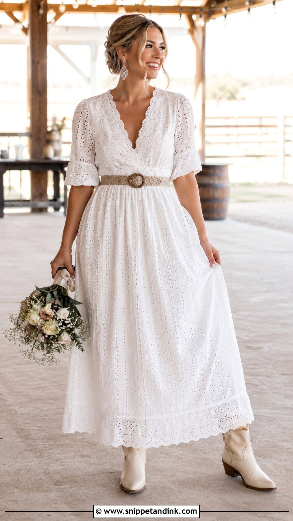 Eyelet Cowboy Wedding Dress - Snippet and Ink - 20 Cowboy Wedding Dress Ideas