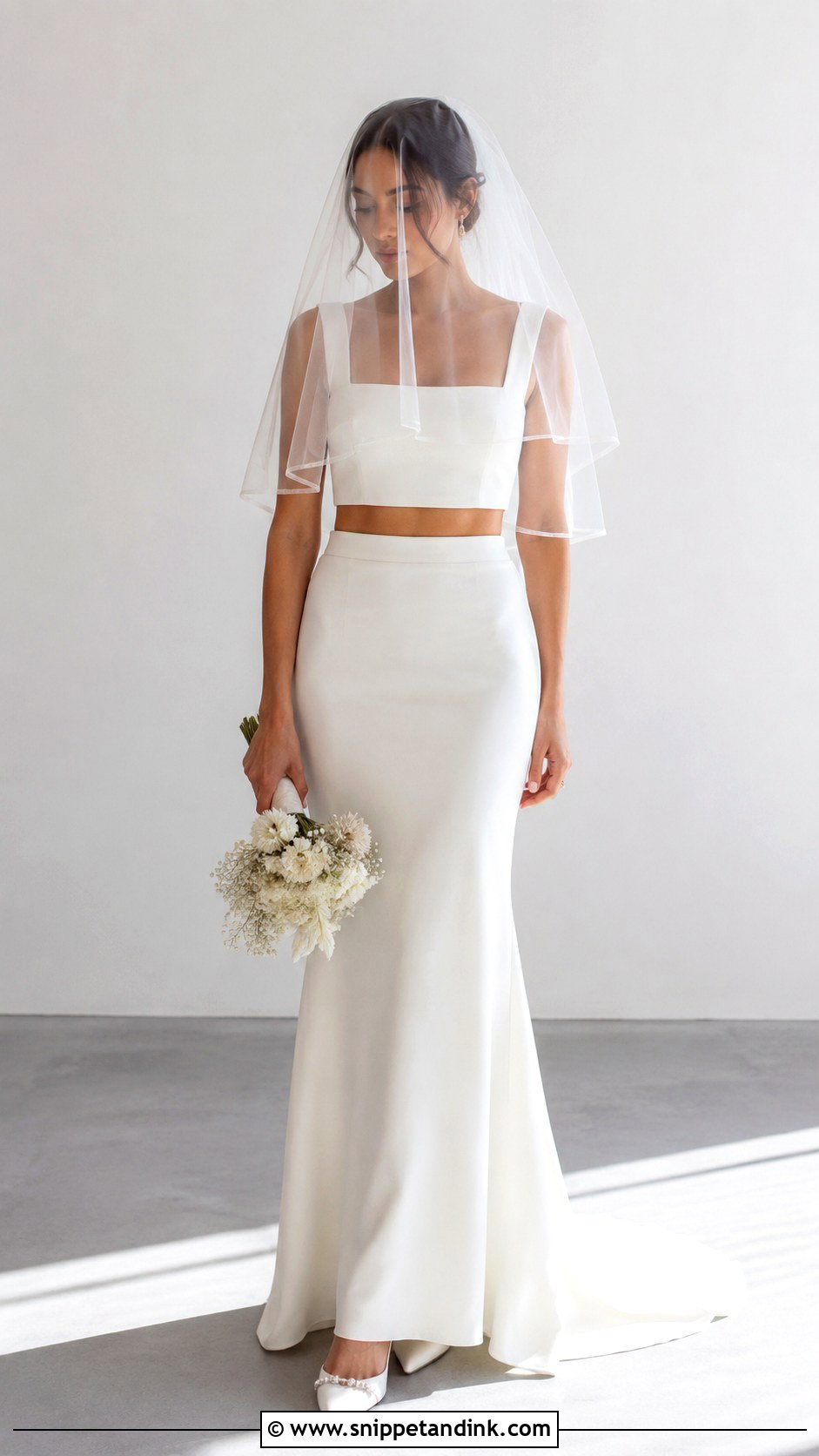 Face Veil With Two Piece Bridal Outfit - Snippet and Ink - 25 Veil Covering Face Ideas