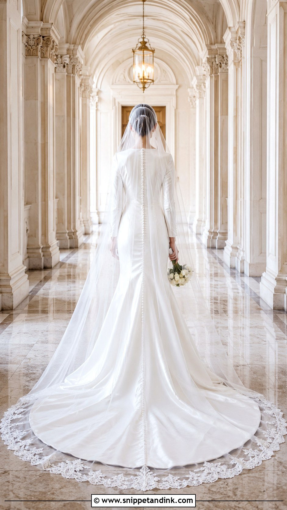 Faceless Bride Back View With Cathedral Veil - Snippet and Ink - 20 Faceless Bride Aesthetic Ideas