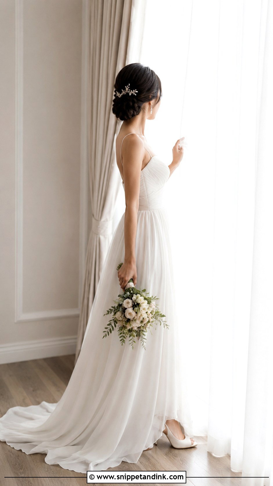 Faceless Bride Standing By Window - Snippet and Ink - 20 Faceless Bride Aesthetic Ideas