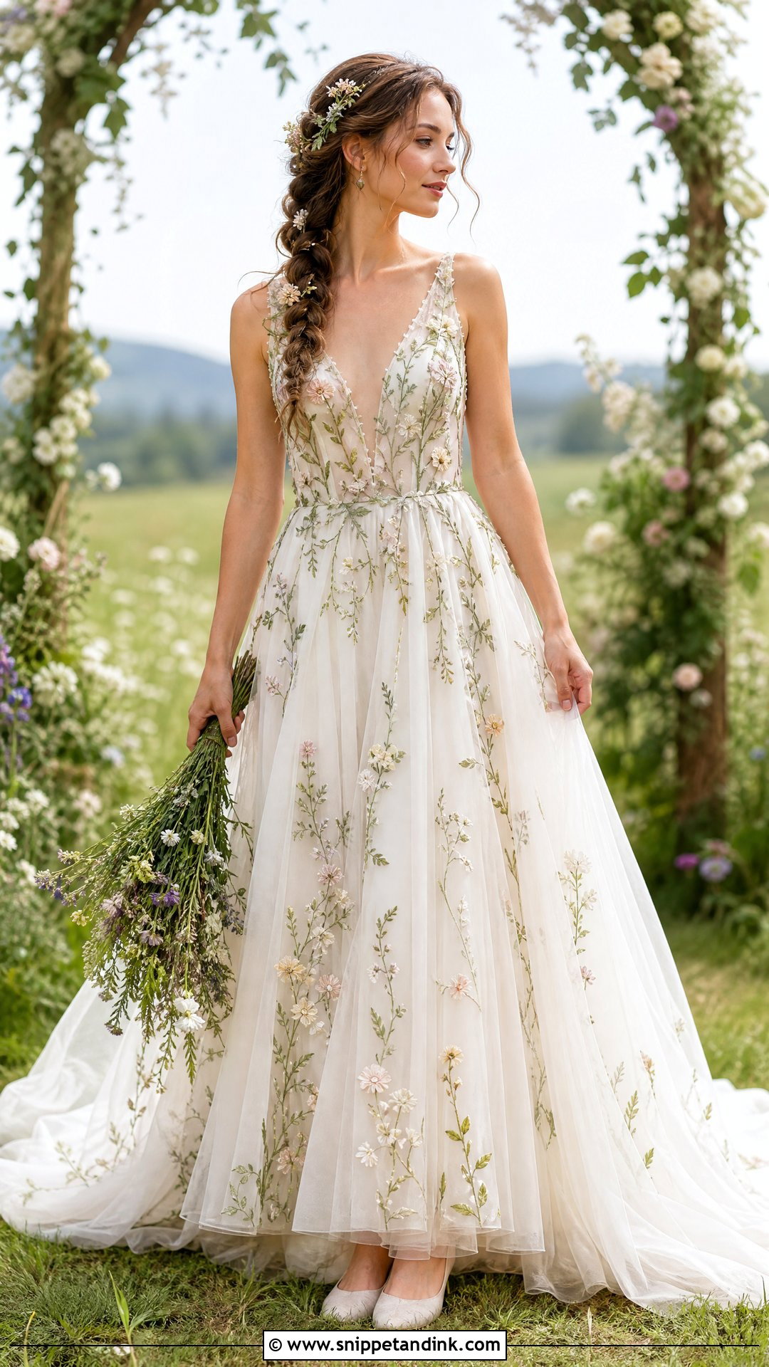 Fae Embroidered Wedding Dress - Snippet and Ink - 25 Fae Wedding Dress Ideas