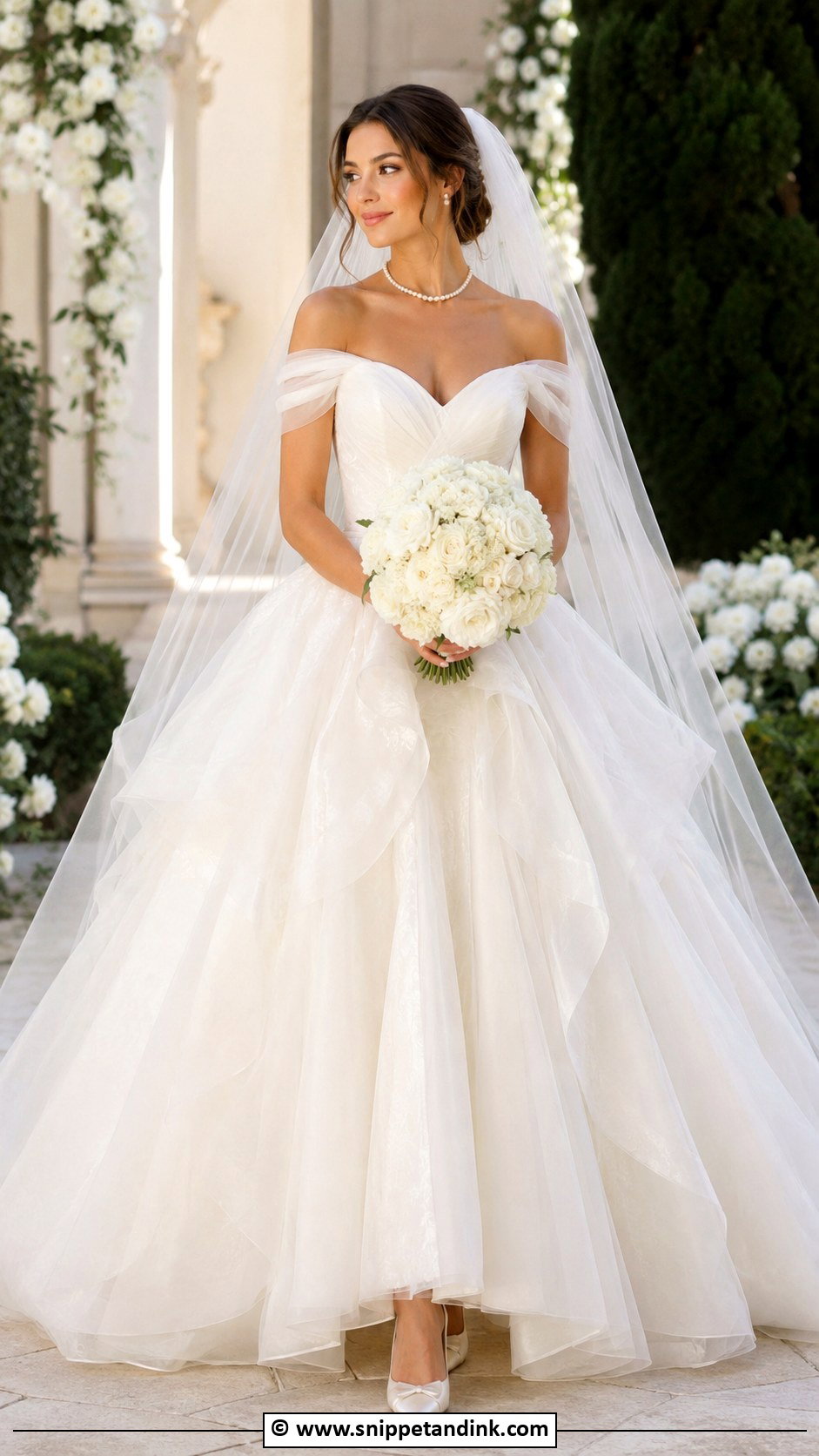 Fairy Princess Off Shoulder Wedding Dress - Snippet and Ink - 25 Fairy Princess Wedding Dress Ideas