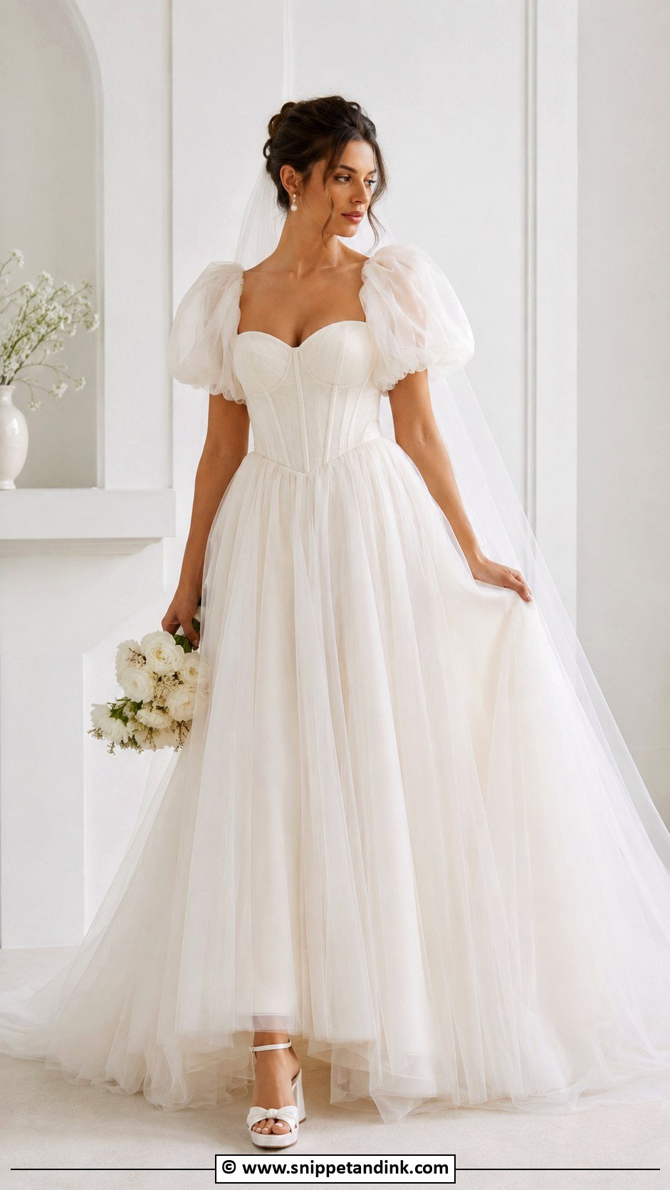 Fairy Princess Puff Sleeve Wedding Dress - Snippet and Ink - 25 Fairy Princess Wedding Dress Ideas