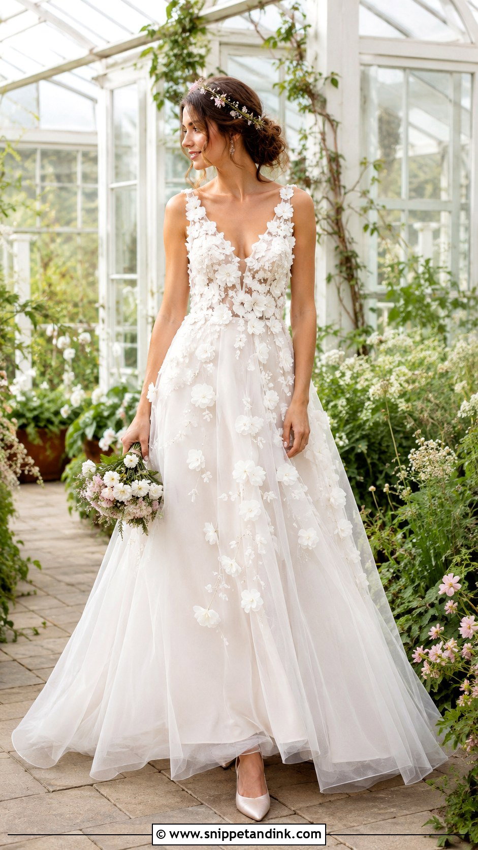 Fairy Wedding Dress With 3D Flowers - Snippet and Ink - 30 Fairy Inspired Wedding Dress Ideas
