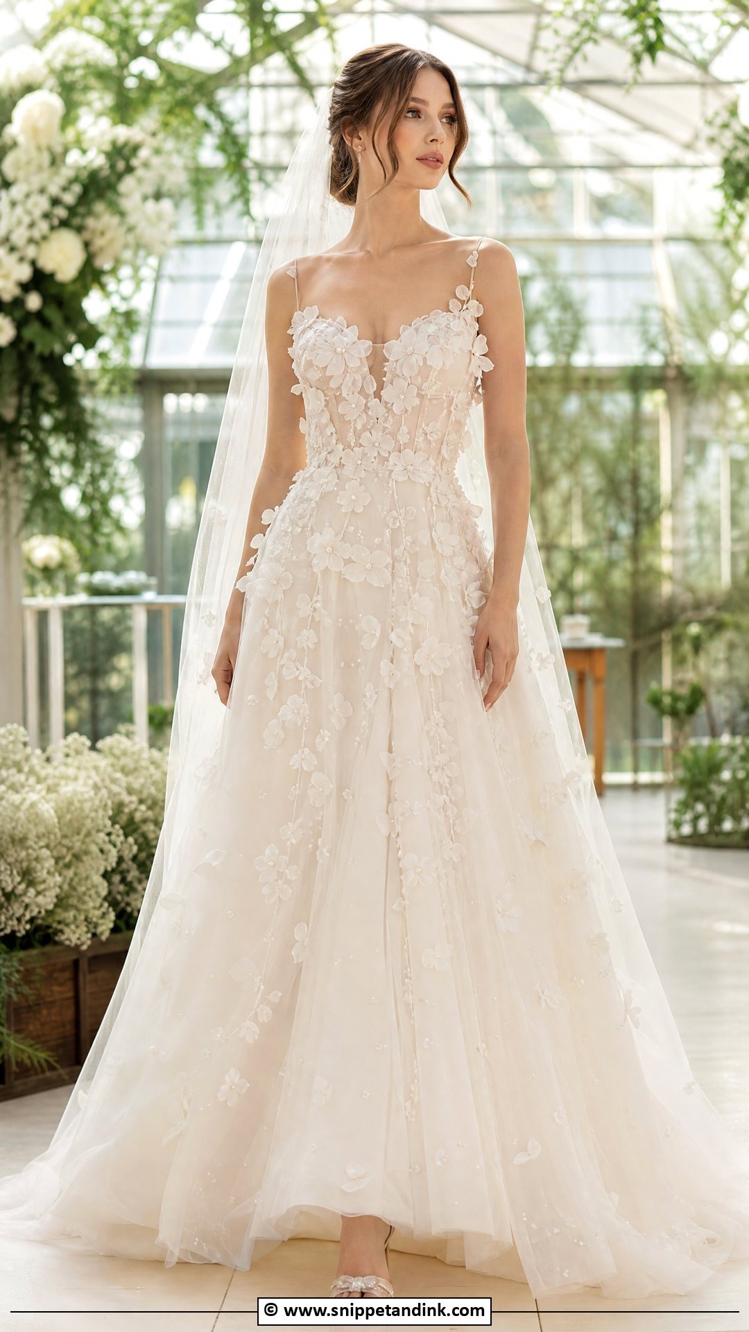 Fairy Wedding Dress With 3D Flowers - Snippet and Ink - 35 Fairy Wedding Dress Ideas