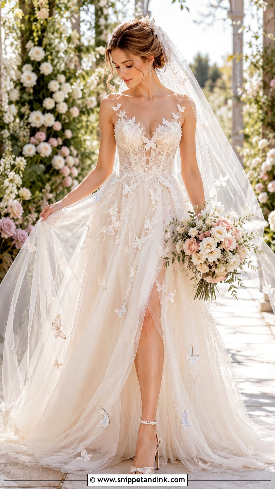 Fairy Wedding Dress With Butterfly Details - Snippet and Ink - 30 Fairy Inspired Wedding Dress Ideas