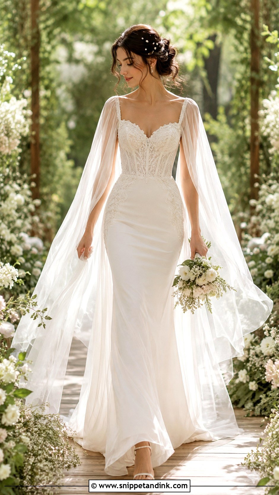 Fairy Wedding Dress With Cape Sleeves - Snippet and Ink - 30 Fairy Inspired Wedding Dress Ideas