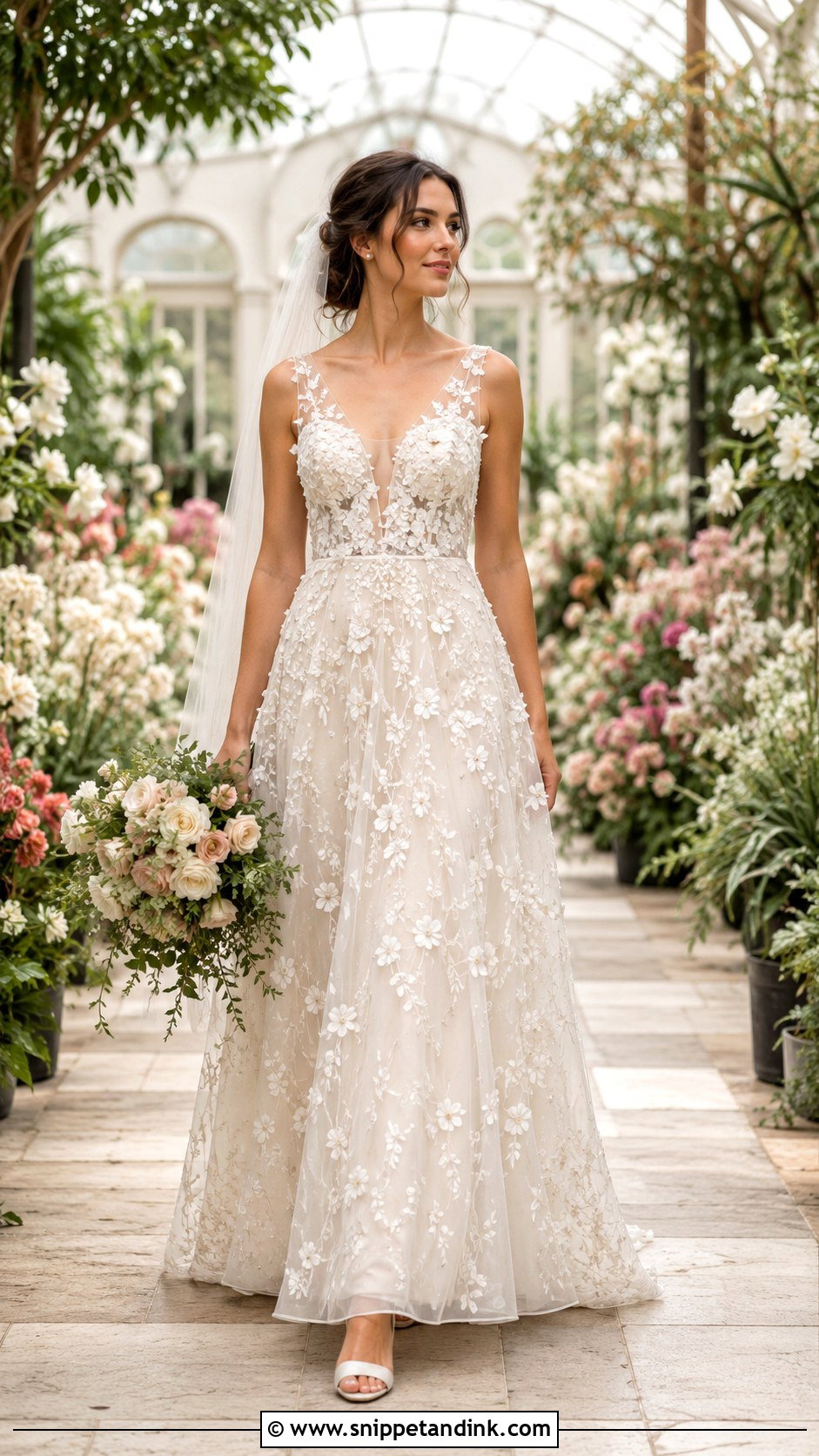 Fairy Wedding Dress With Floral Appliques - Snippet and Ink - 25 Fairy Wedding Dress Fantasy Ideas