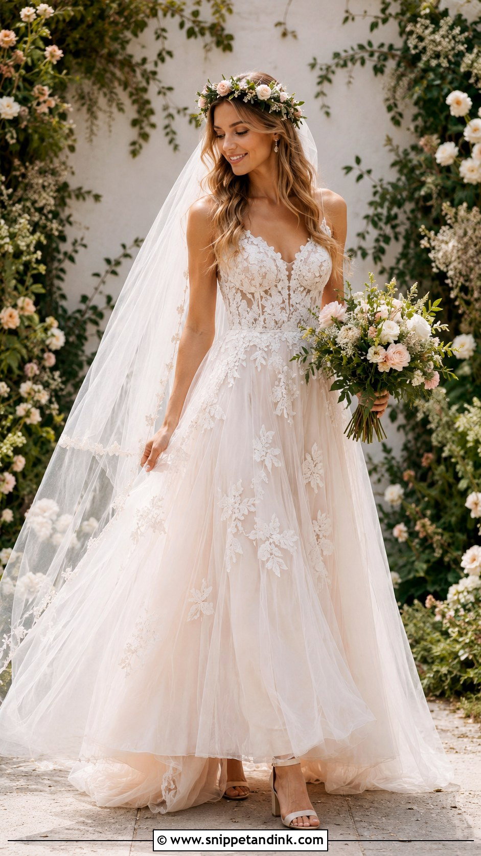 Fairy Wedding Dress With Floral Crown - Snippet and Ink - 25 Fairy Wedding Dress Fantasy Ideas