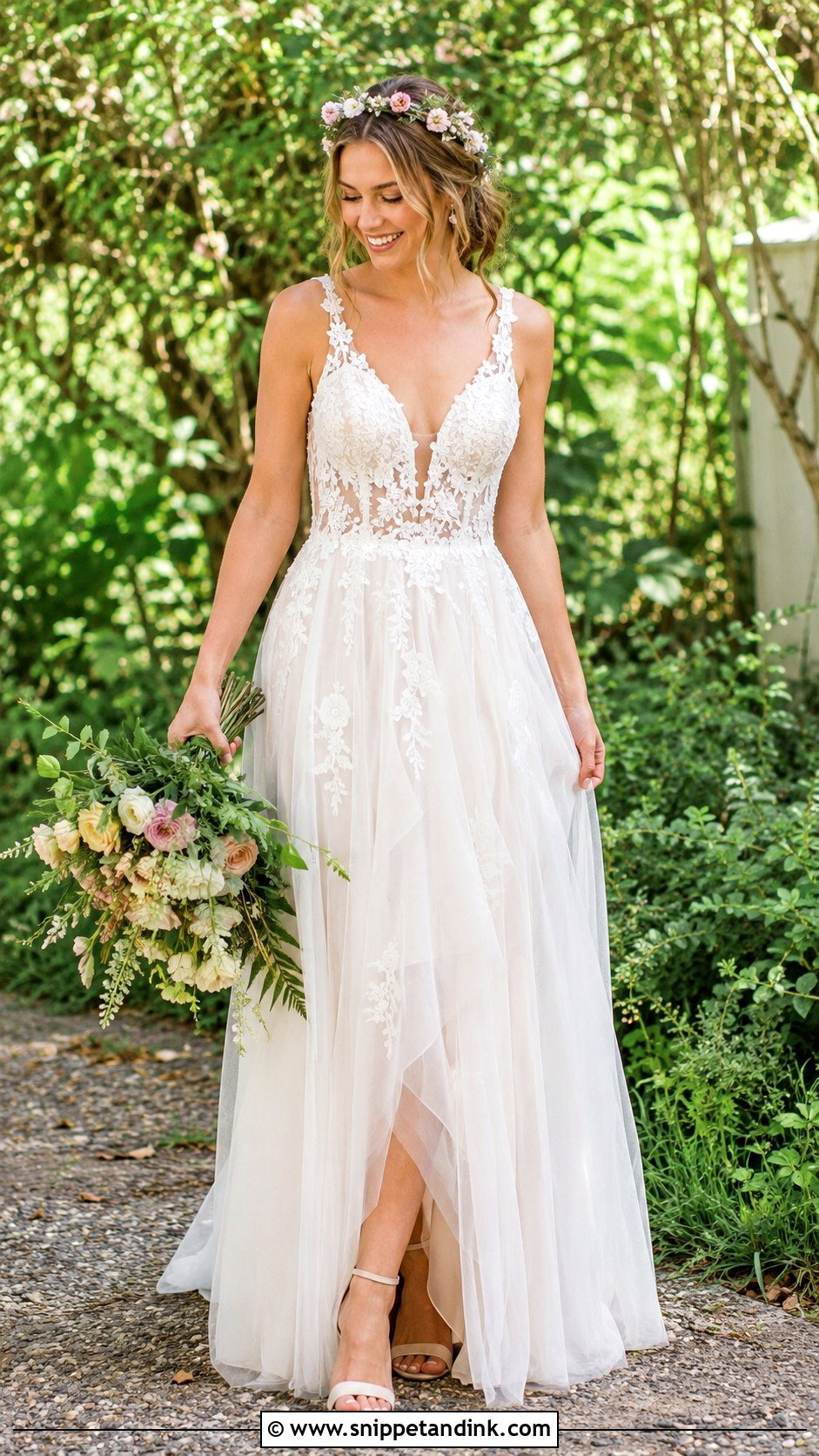 Fairy Wedding Dress With Flower Crown - Snippet and Ink - 30 Fairy Inspired Wedding Dress Ideas